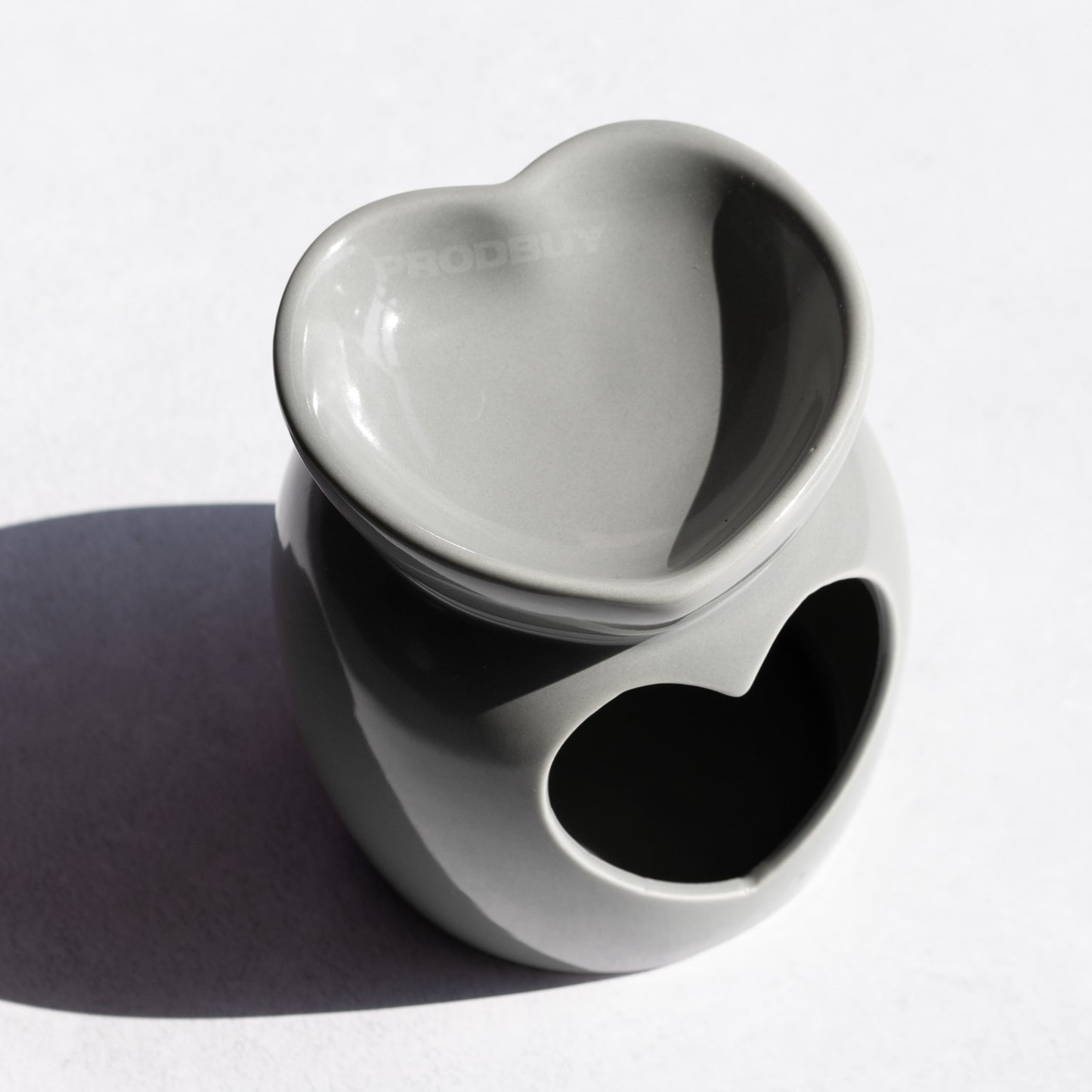 Grey Heart Ceramic Tea Light Candle Holder Oil Wax Melt Burner