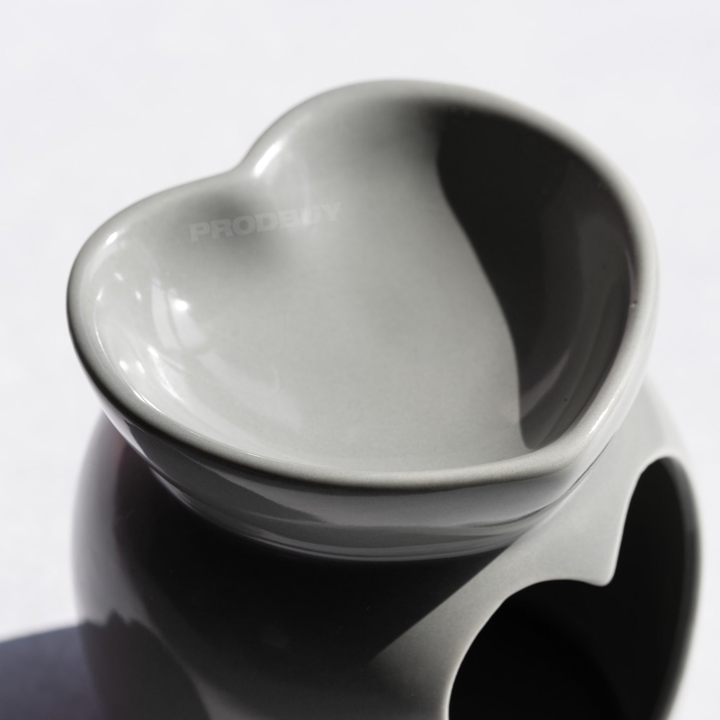 Grey Heart Ceramic Tea Light Candle Holder Oil Wax Melt Burner
