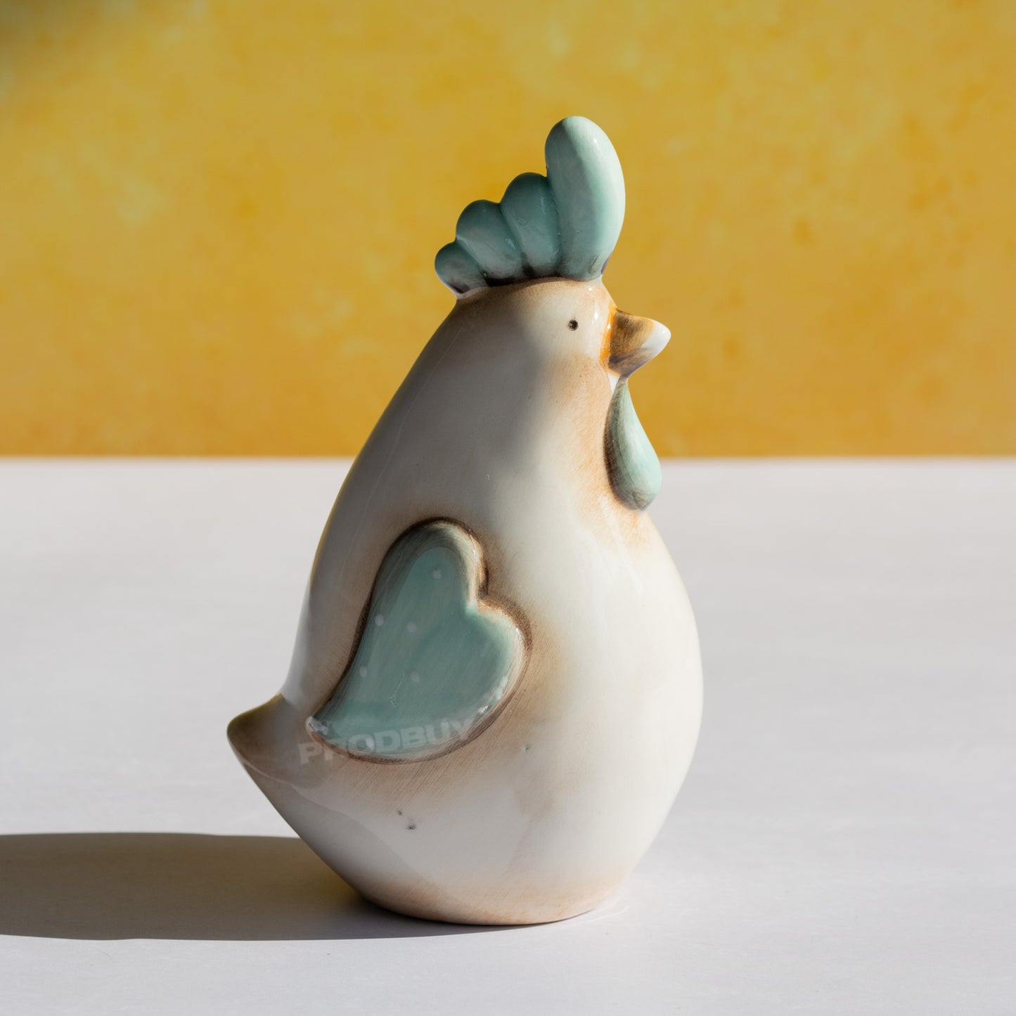 Set of 3 Ceramic Chicken Decorative Ornaments with Love Heart Wings