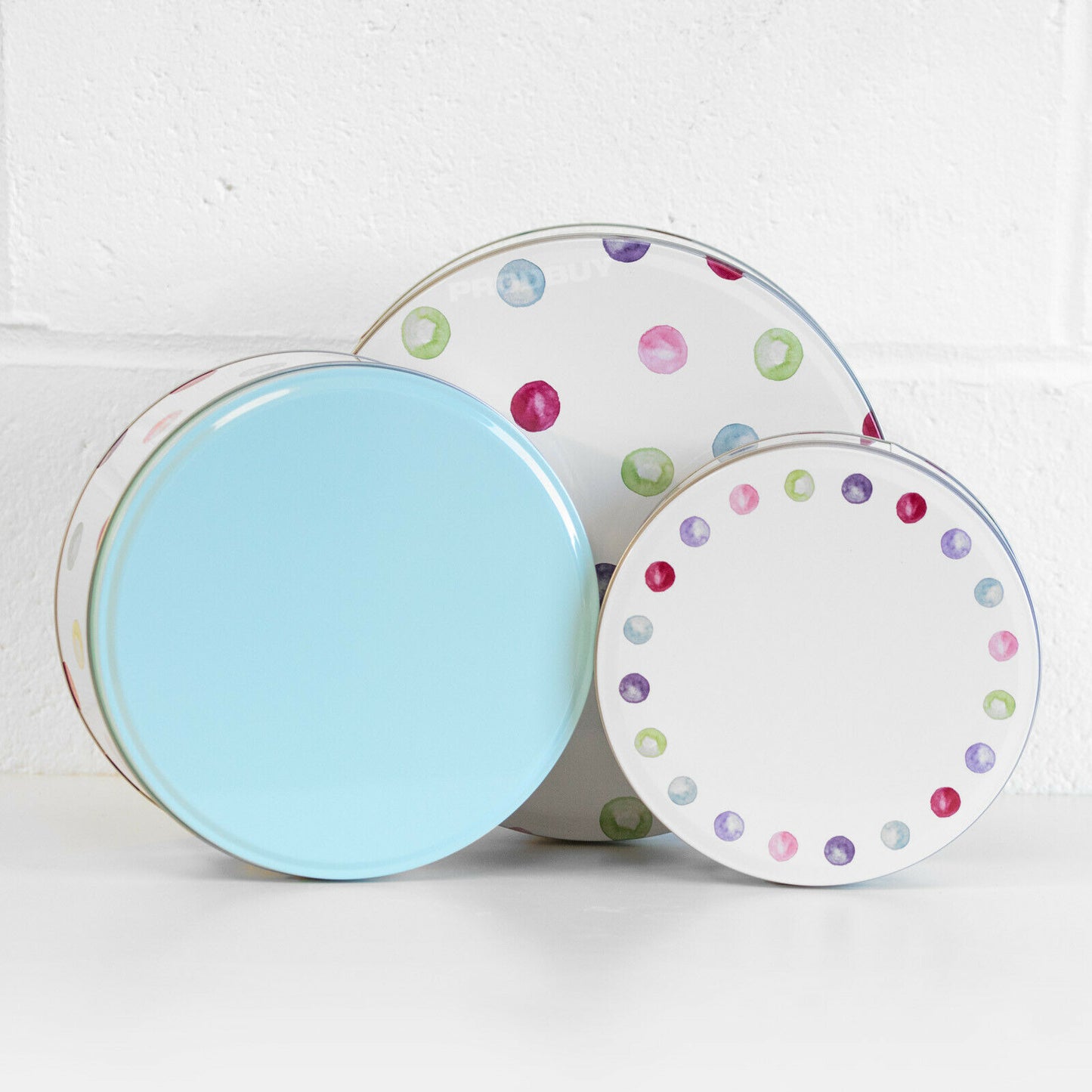 Set of 3 Polka Dot Spots Round Cake Storage Tins