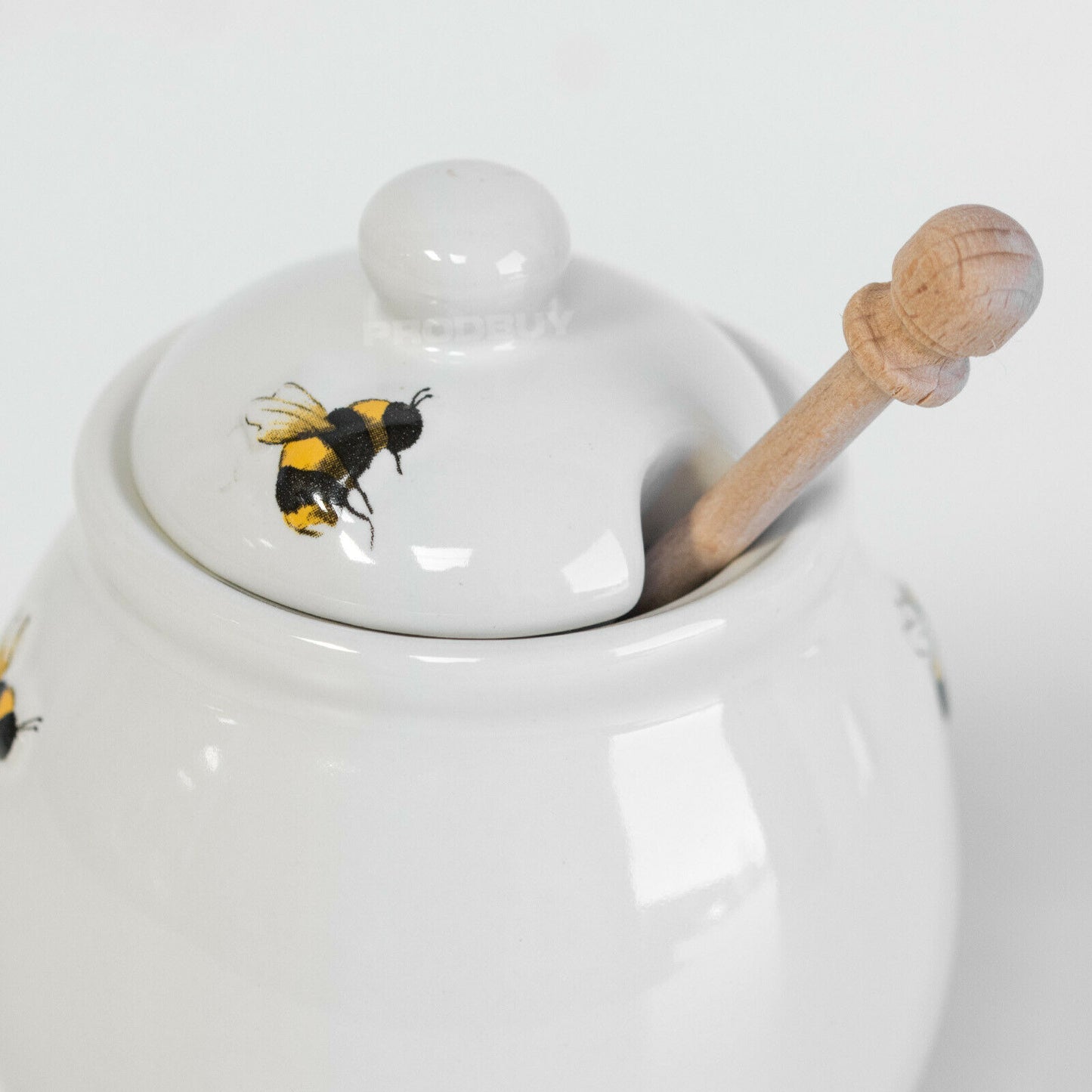 Bumble Bee Honey Pot Jar with Wooden Dipper