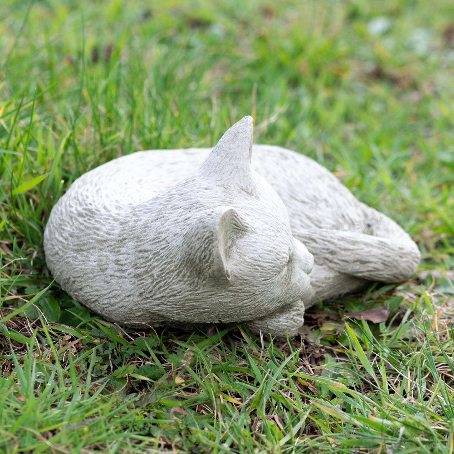 Small Stone Sleeping Cat Garden Statue