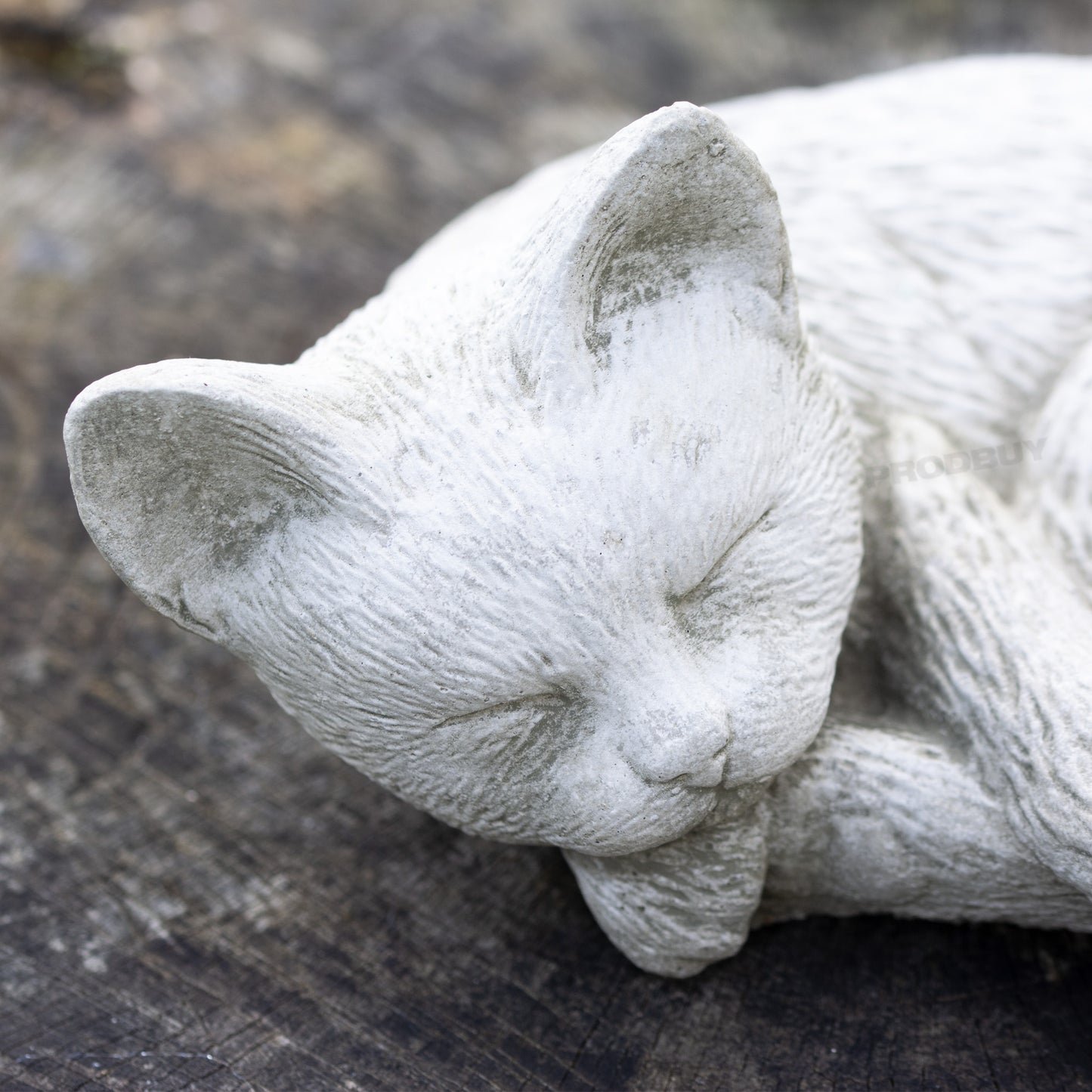 Small Stone Sleeping Cat Garden Statue