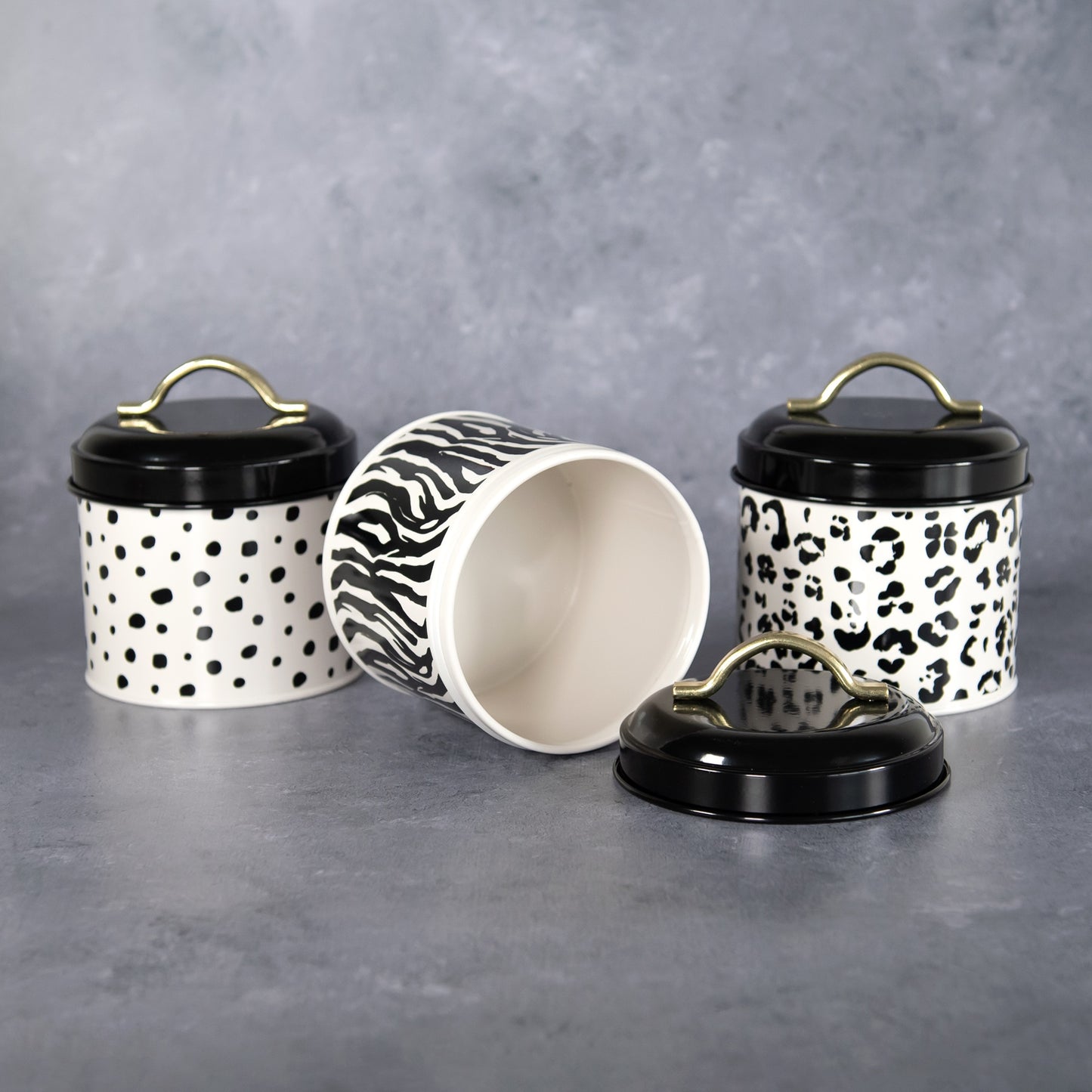 Set of 3 Animal Print Kitchen Storage Canisters