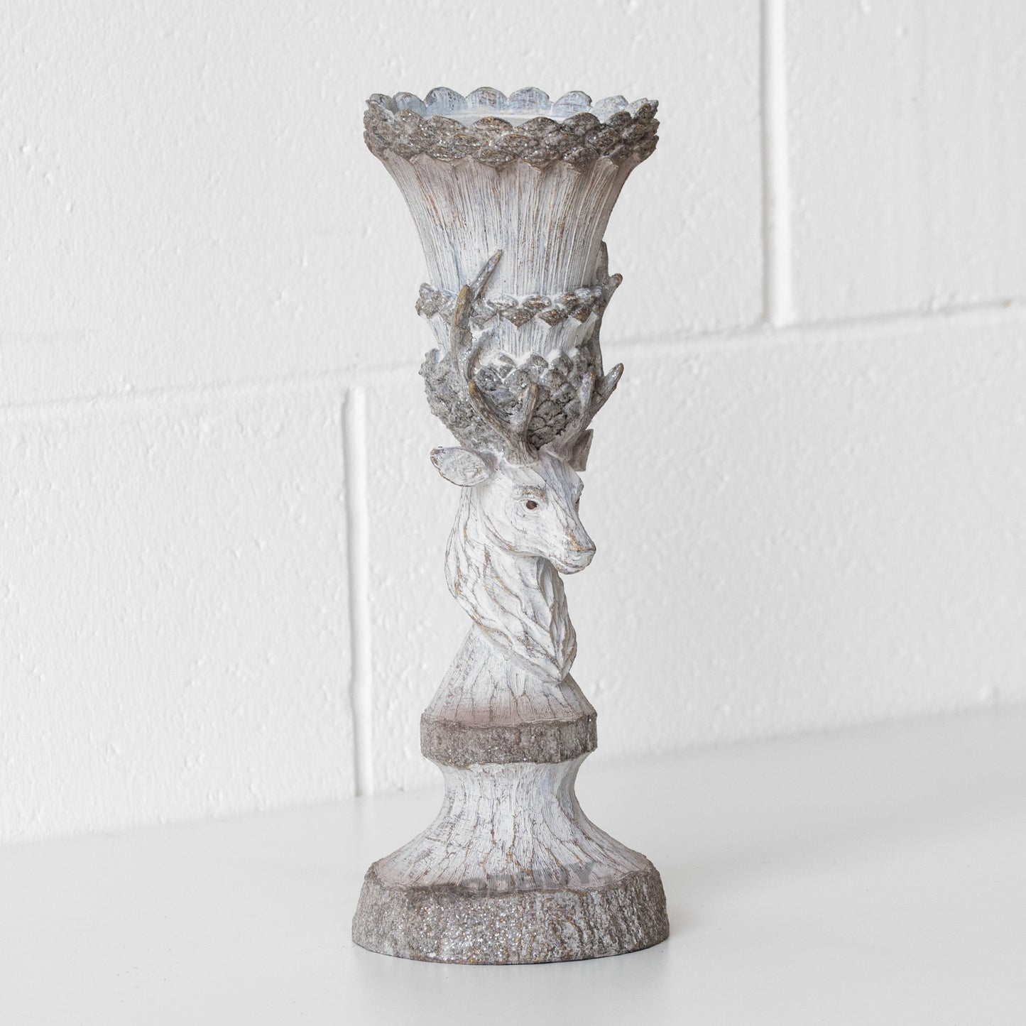Stag Tall Resin Pillar Candle Holder
