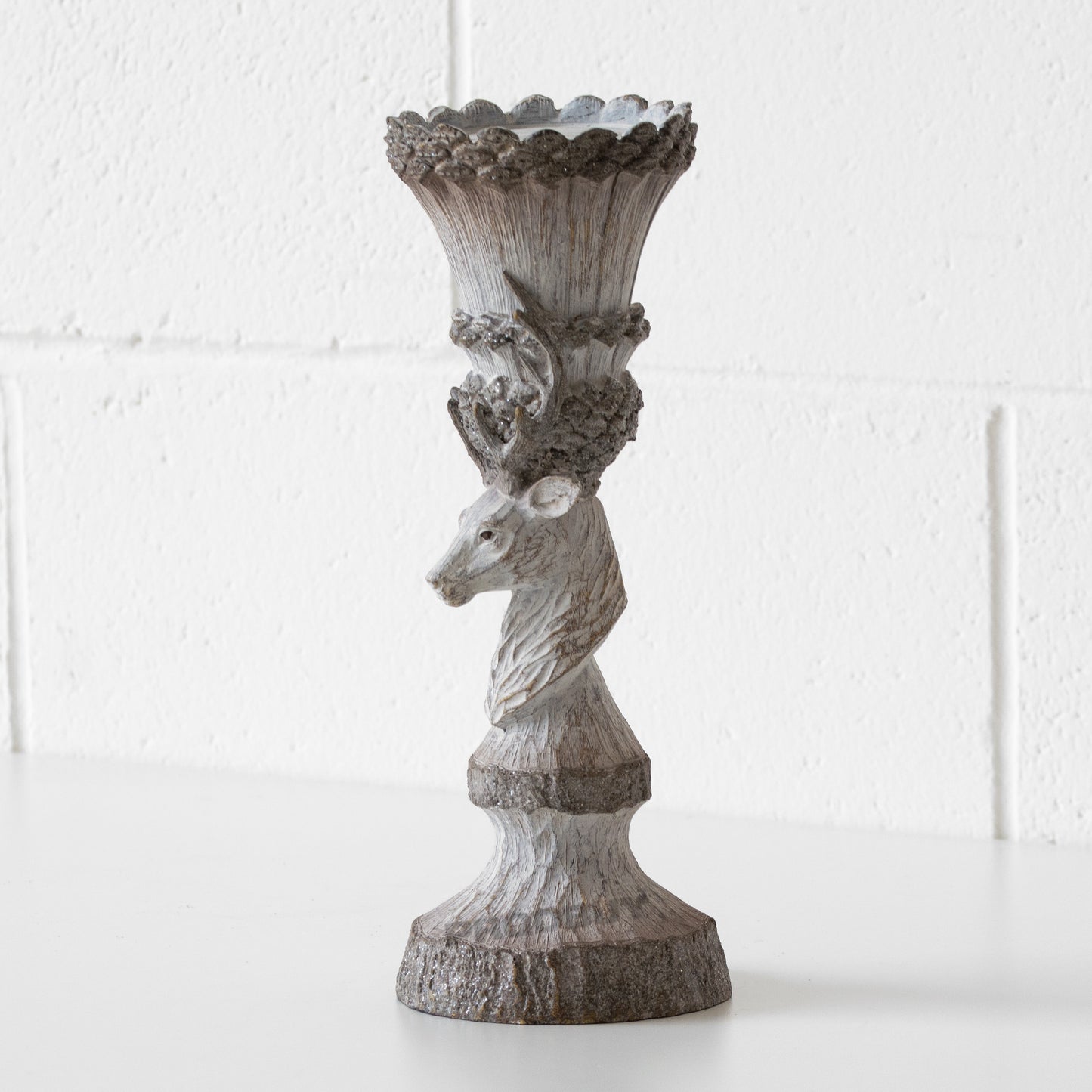 Stag Tall Resin Pillar Candle Holder