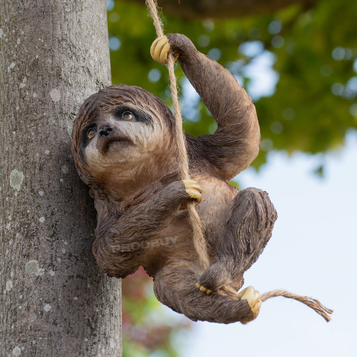 Climbing Sloth Garden Ornament On Rope Tree Branch Hanging