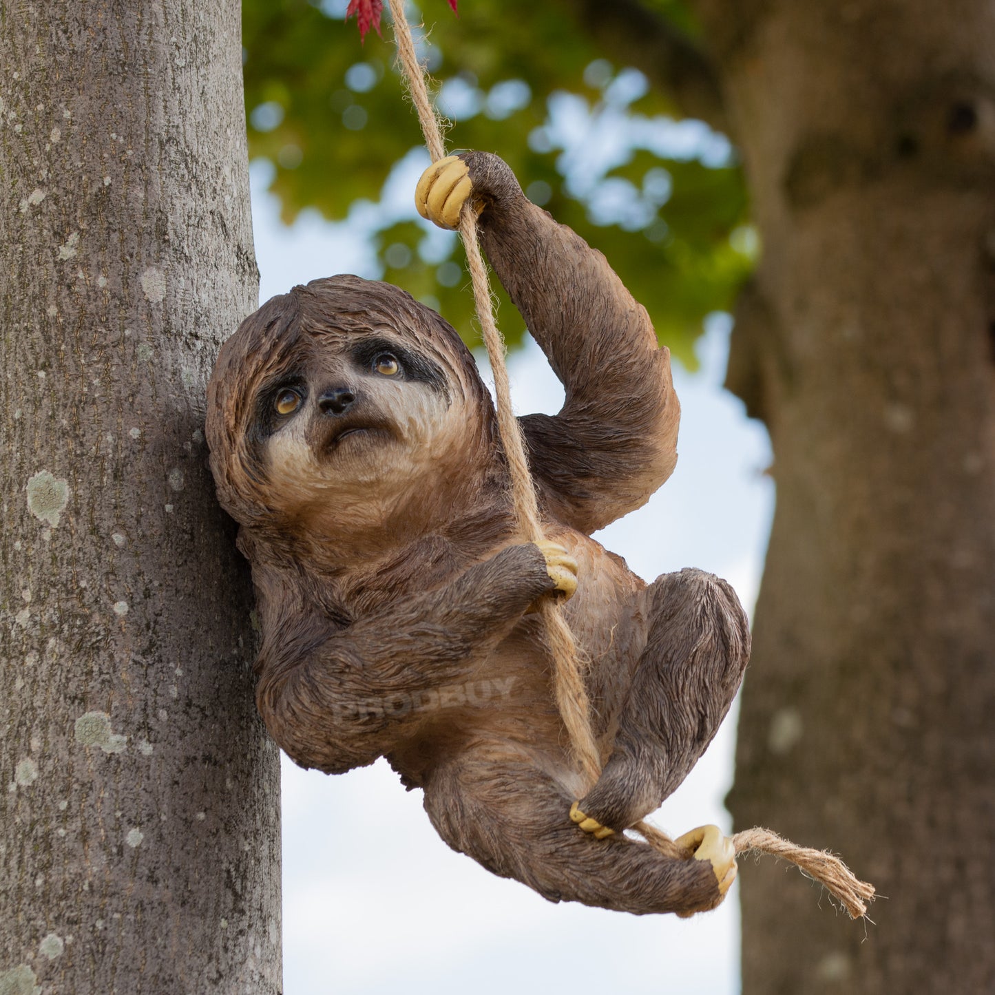 Climbing Sloth Garden Ornament On Rope Tree Branch Hanging