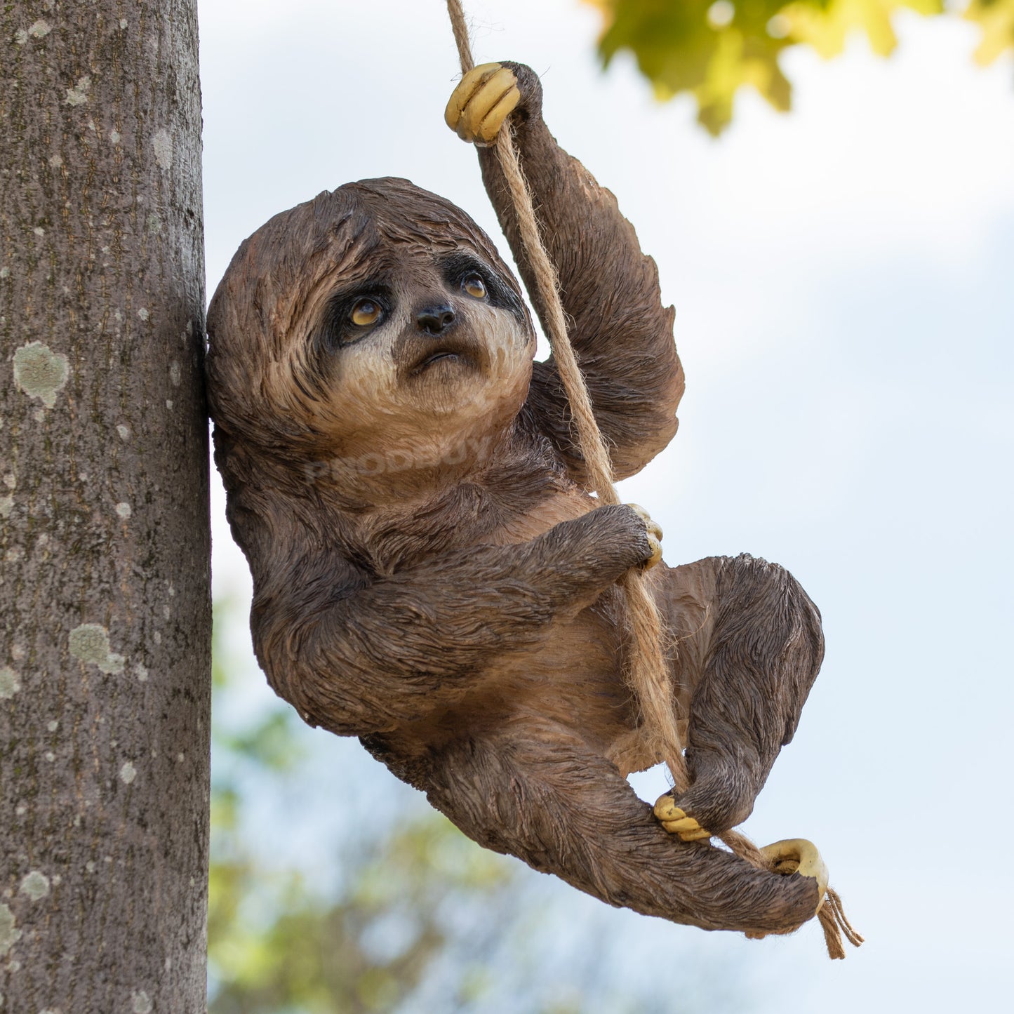 Climbing Sloth Garden Ornament On Rope Tree Branch Hanging