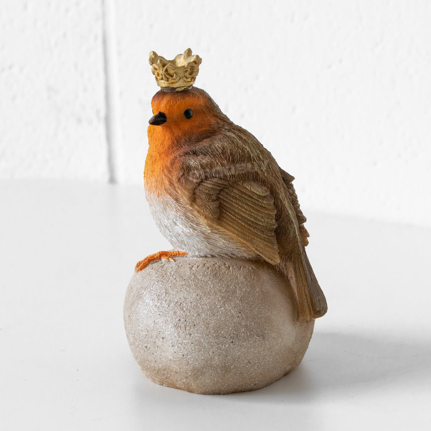 Robin with Gold Crown Small Realistic Bird Ornament