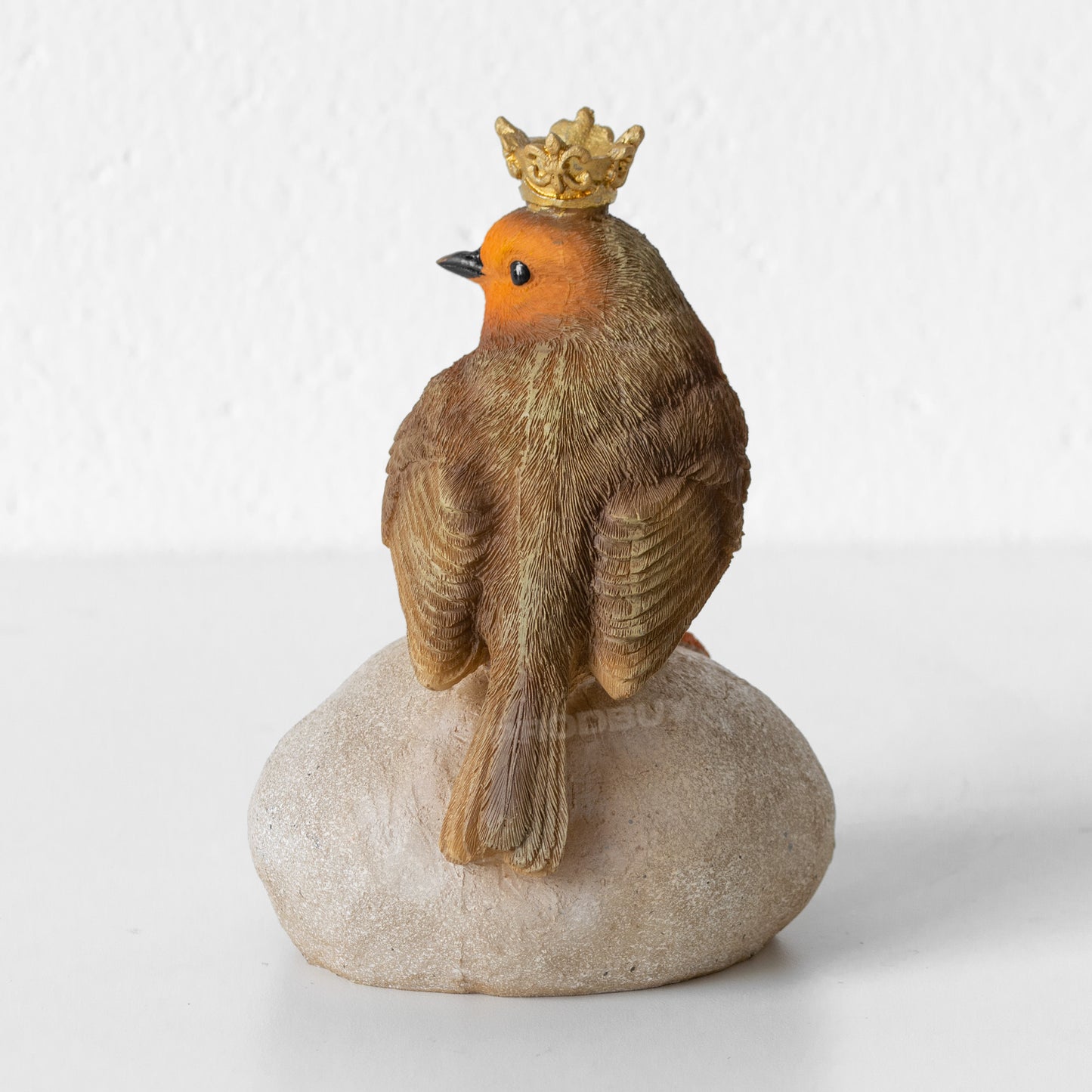 Robin with Gold Crown Small Realistic Bird Ornament