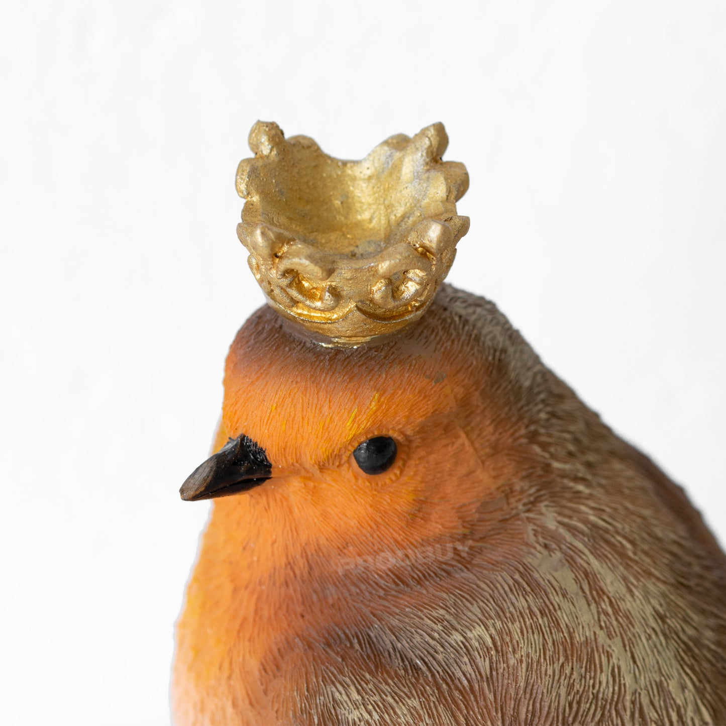 Robin with Gold Crown Small Realistic Bird Ornament