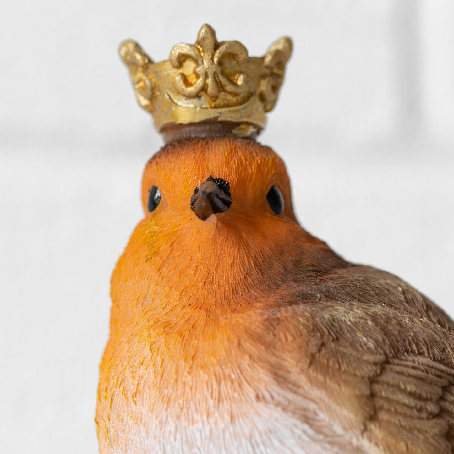Robin with Gold Crown Small Realistic Bird Ornament