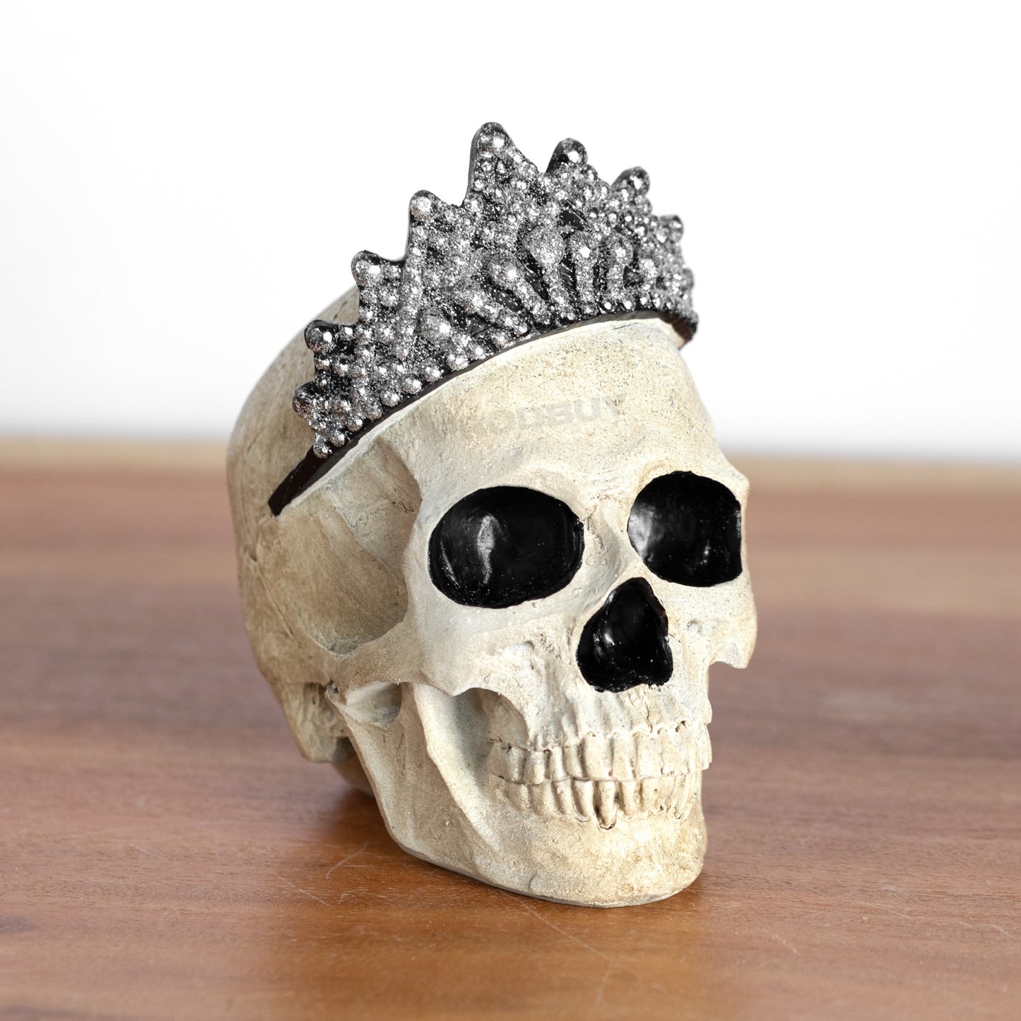 10cm Small Skull with Silver Tiara Ornament