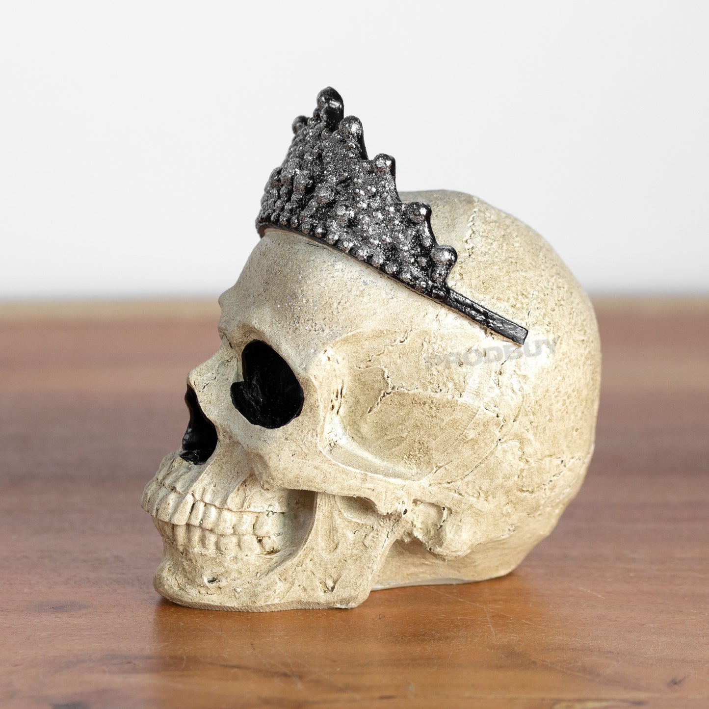10cm Small Skull with Silver Tiara Ornament