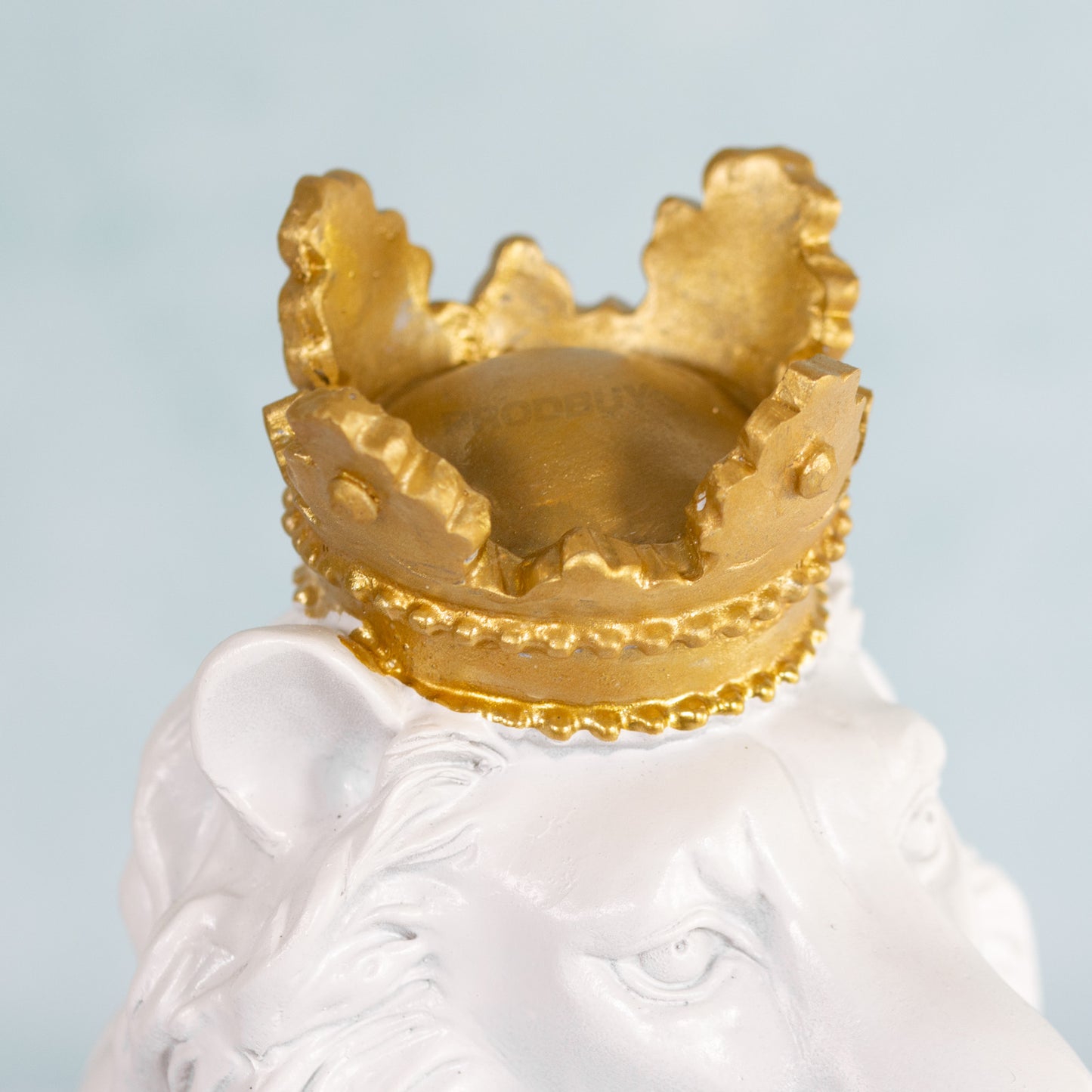 Sitting White Lion with Gold Crown 28cm Tall Ornament