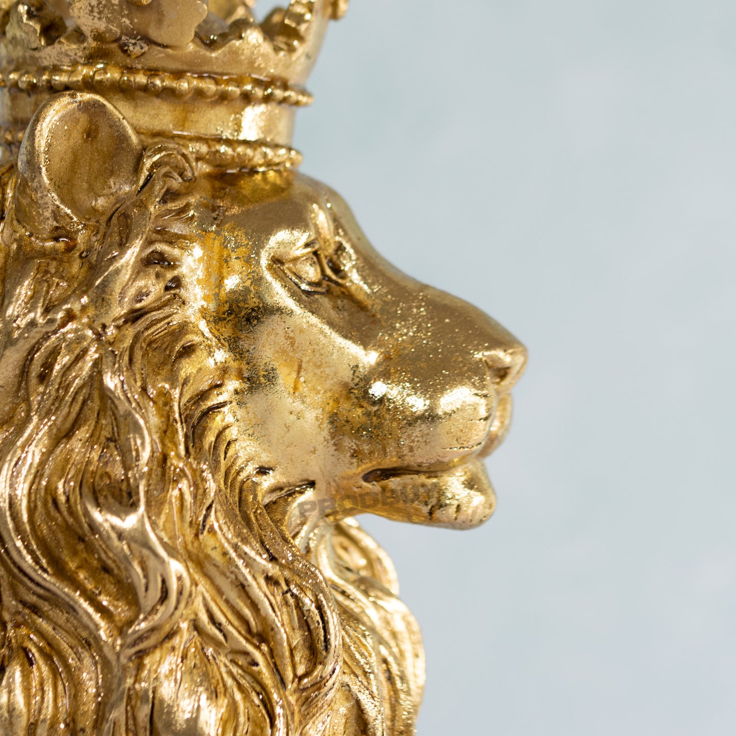 Sitting Gold Colour Lion with Crown 28cm Tall Ornament