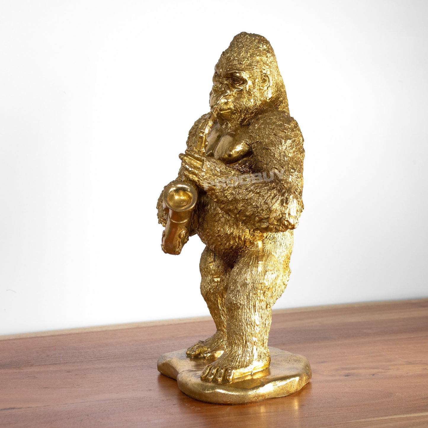 Gorilla Playing Saxophone 39cm Gold Resin Ornament