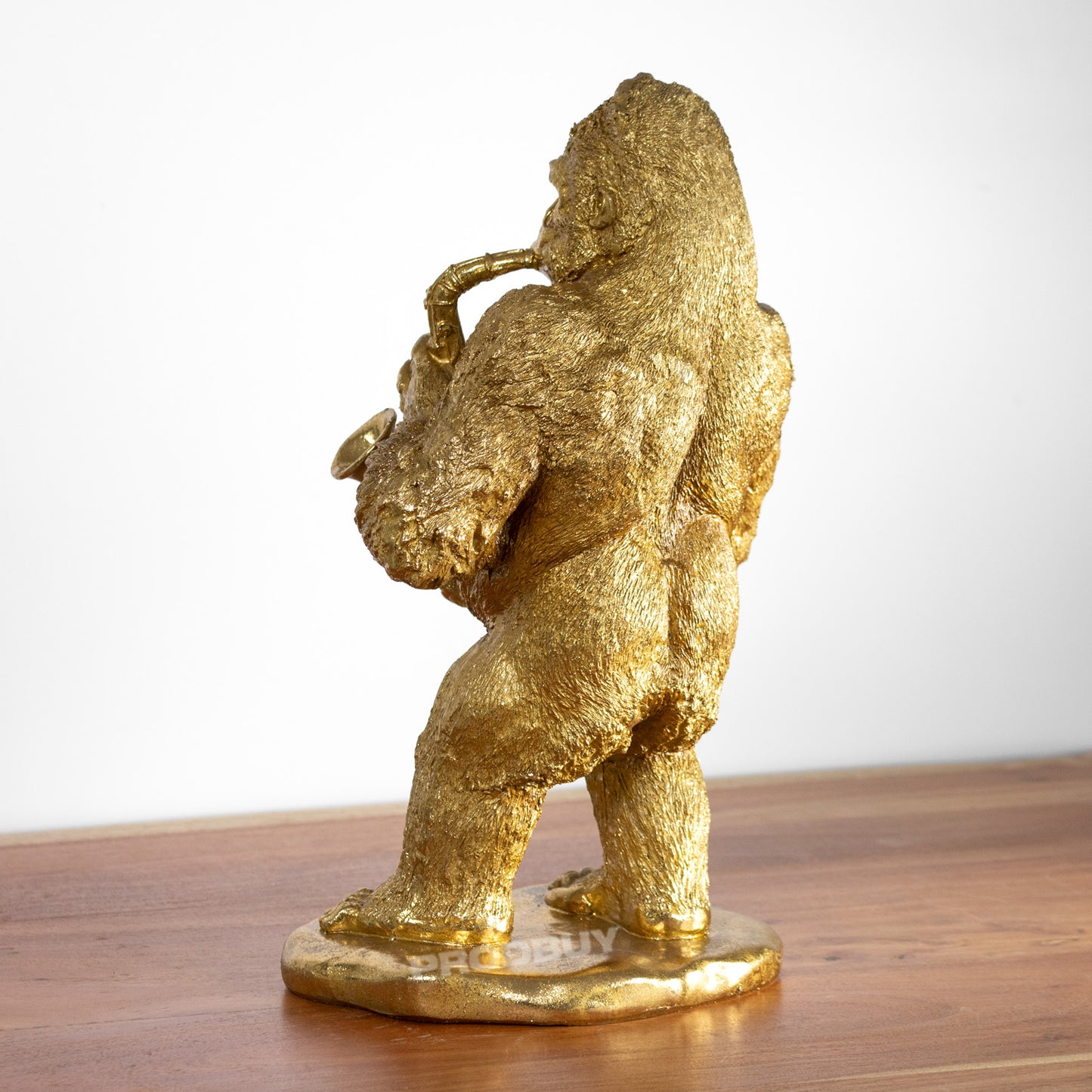 Gorilla Playing Saxophone 39cm Gold Resin Ornament