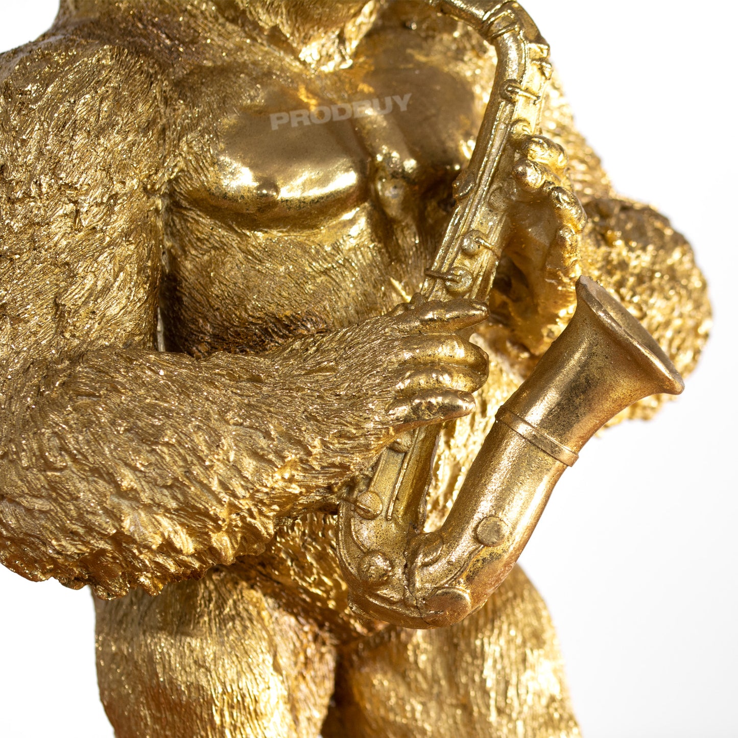 Gorilla Playing Saxophone 39cm Gold Resin Ornament