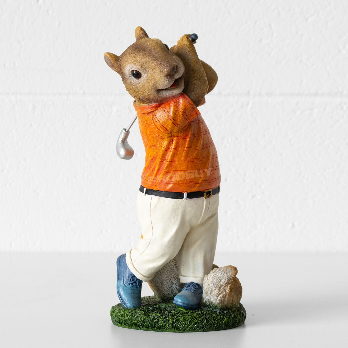 Squirrel Playing Golf 28cm Garden Ornament