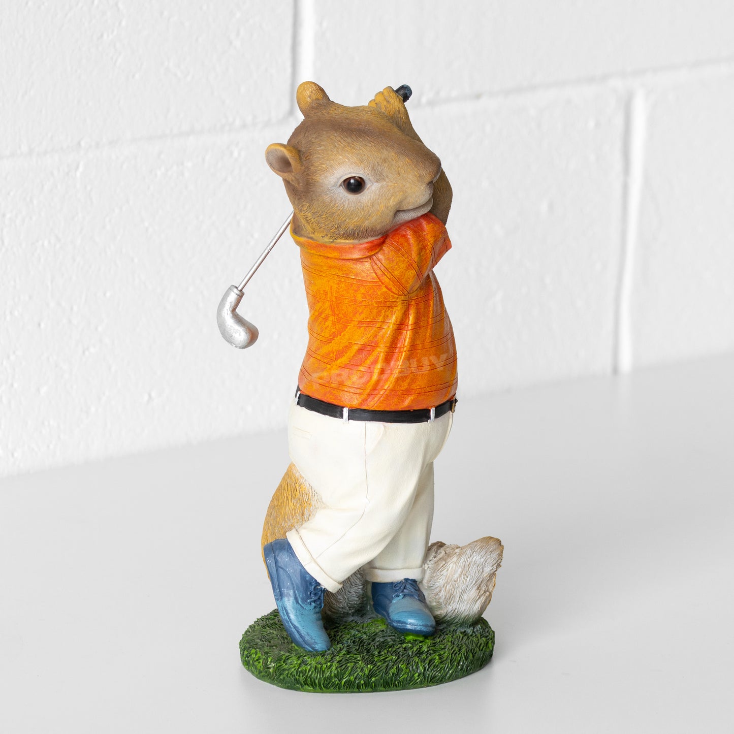 Squirrel Playing Golf 28cm Garden Ornament