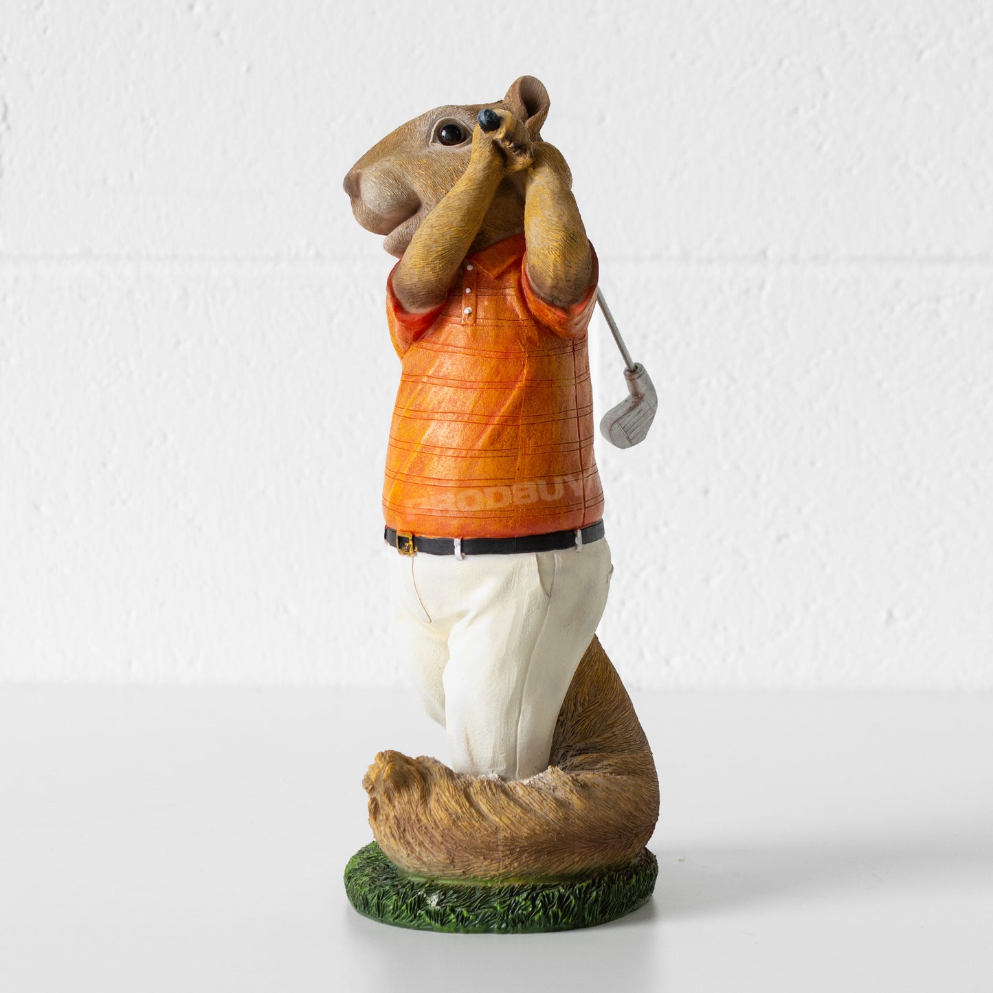 Squirrel Playing Golf 28cm Garden Ornament