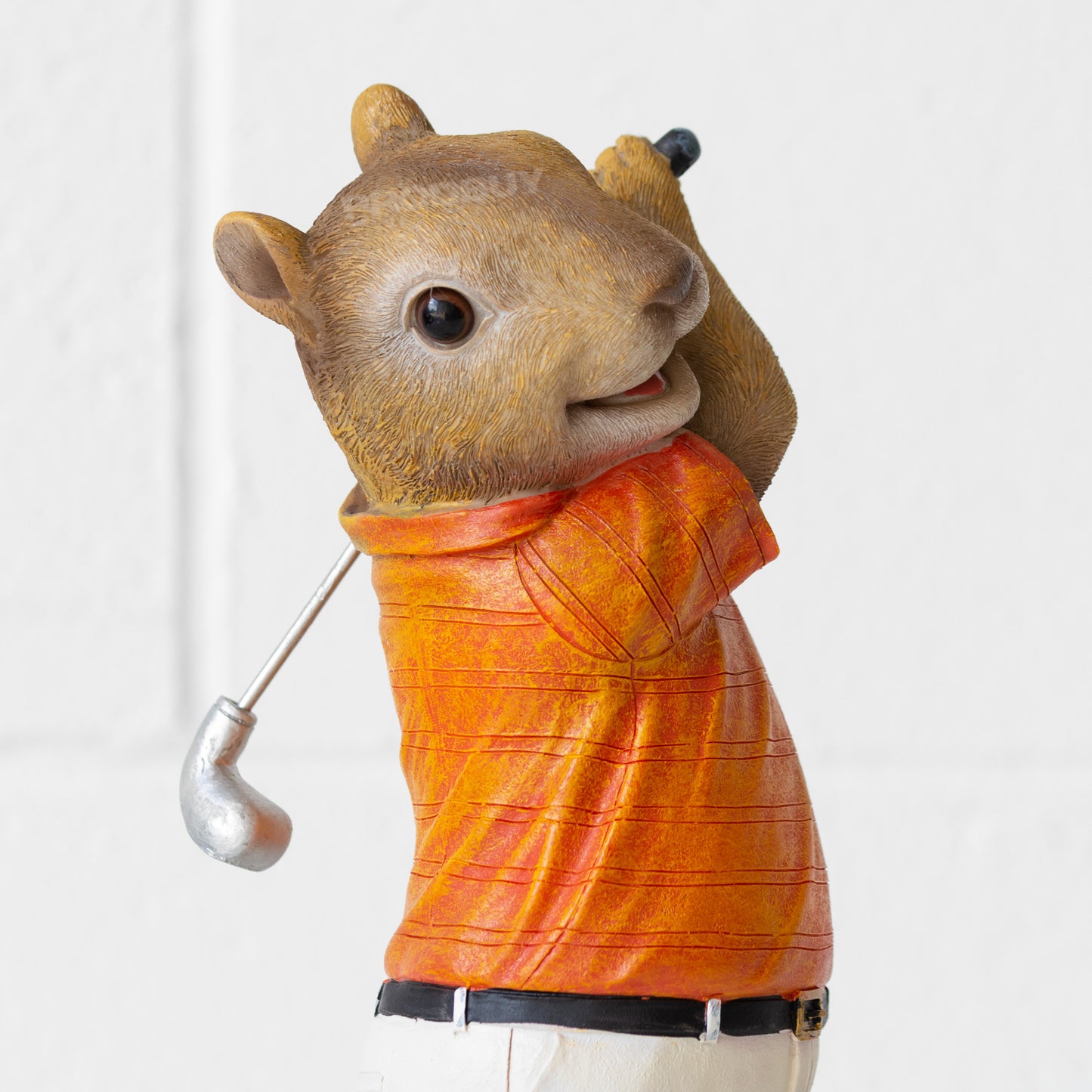 Squirrel Playing Golf 28cm Garden Ornament