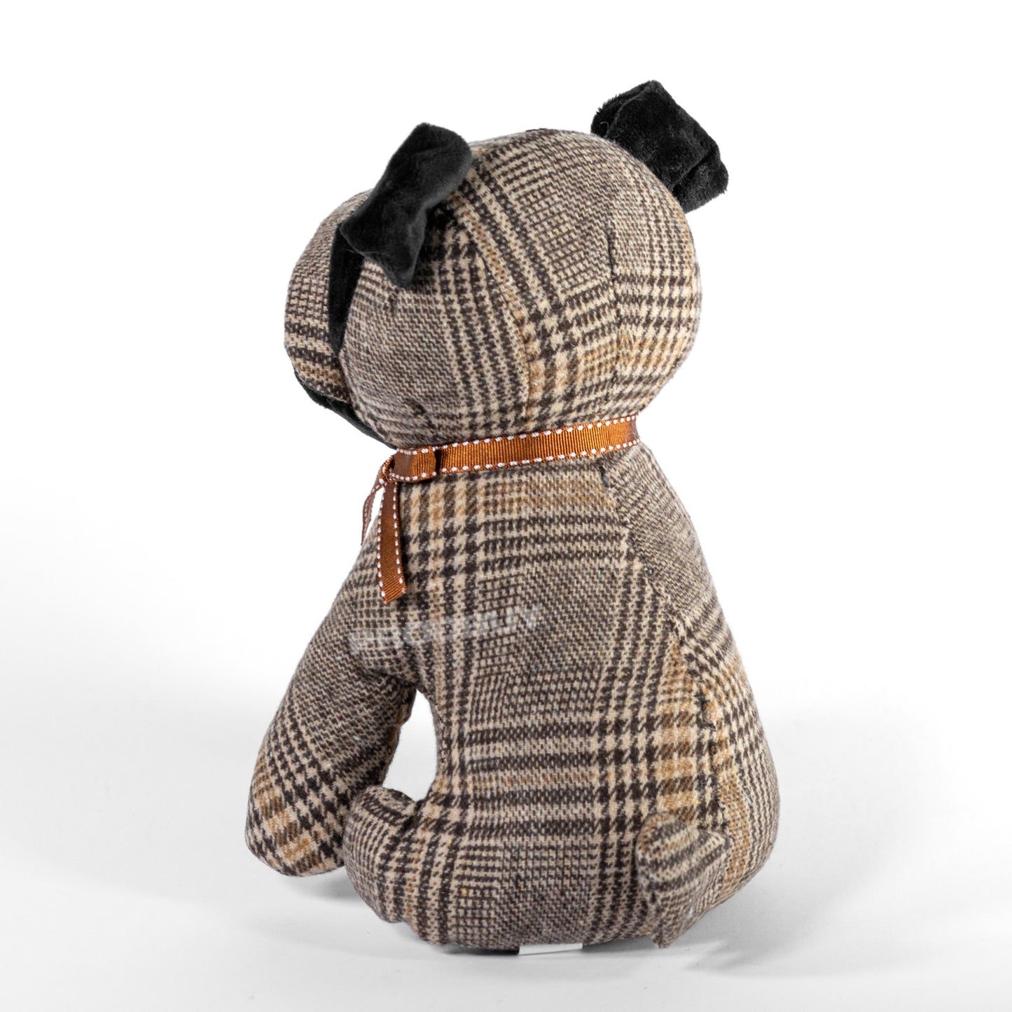 Cute Brown Tartan Pug Dog Door Stop 1.5 kg