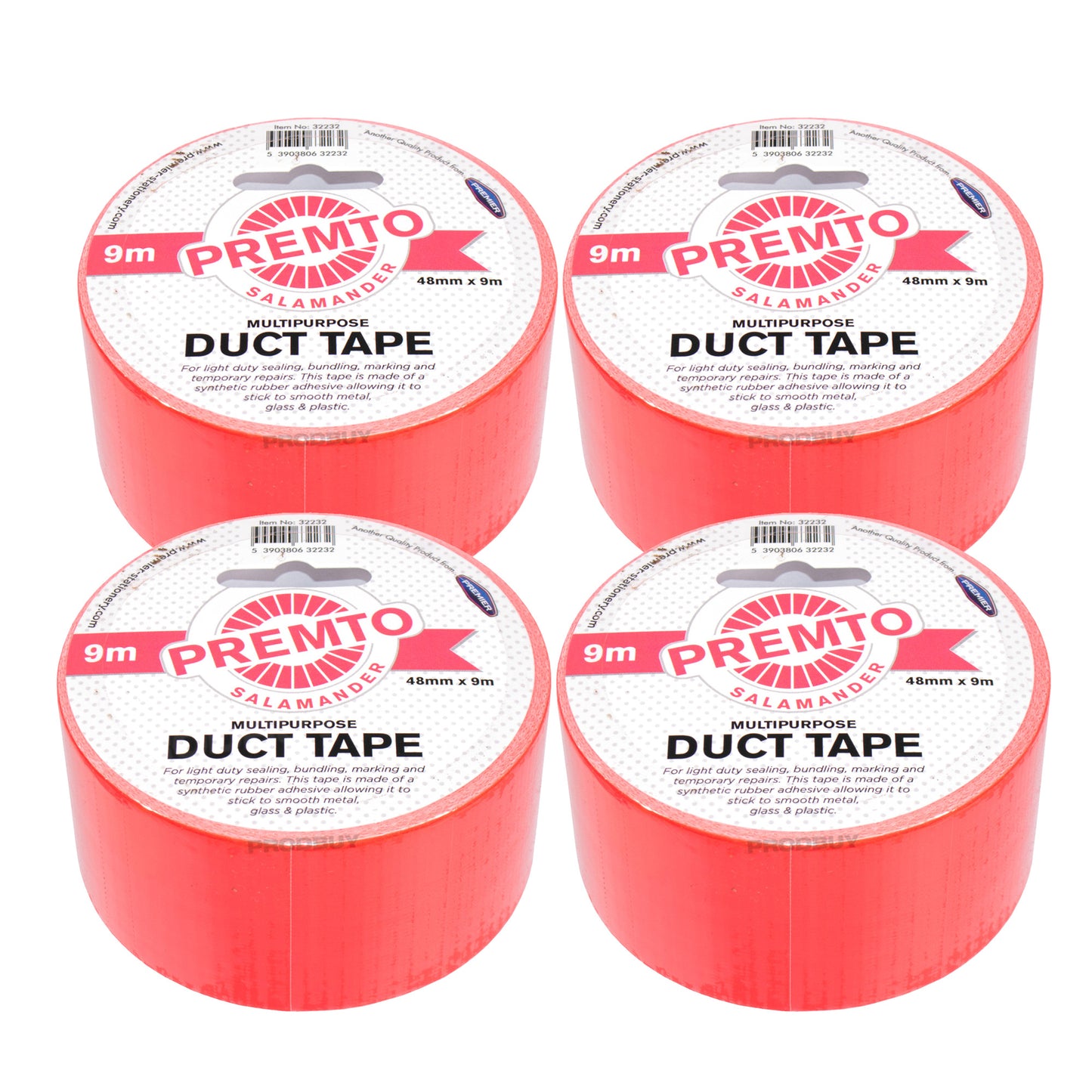 Set of 4 Rolls of Colour Duct Tape 48mm x 9m - Colour Choice