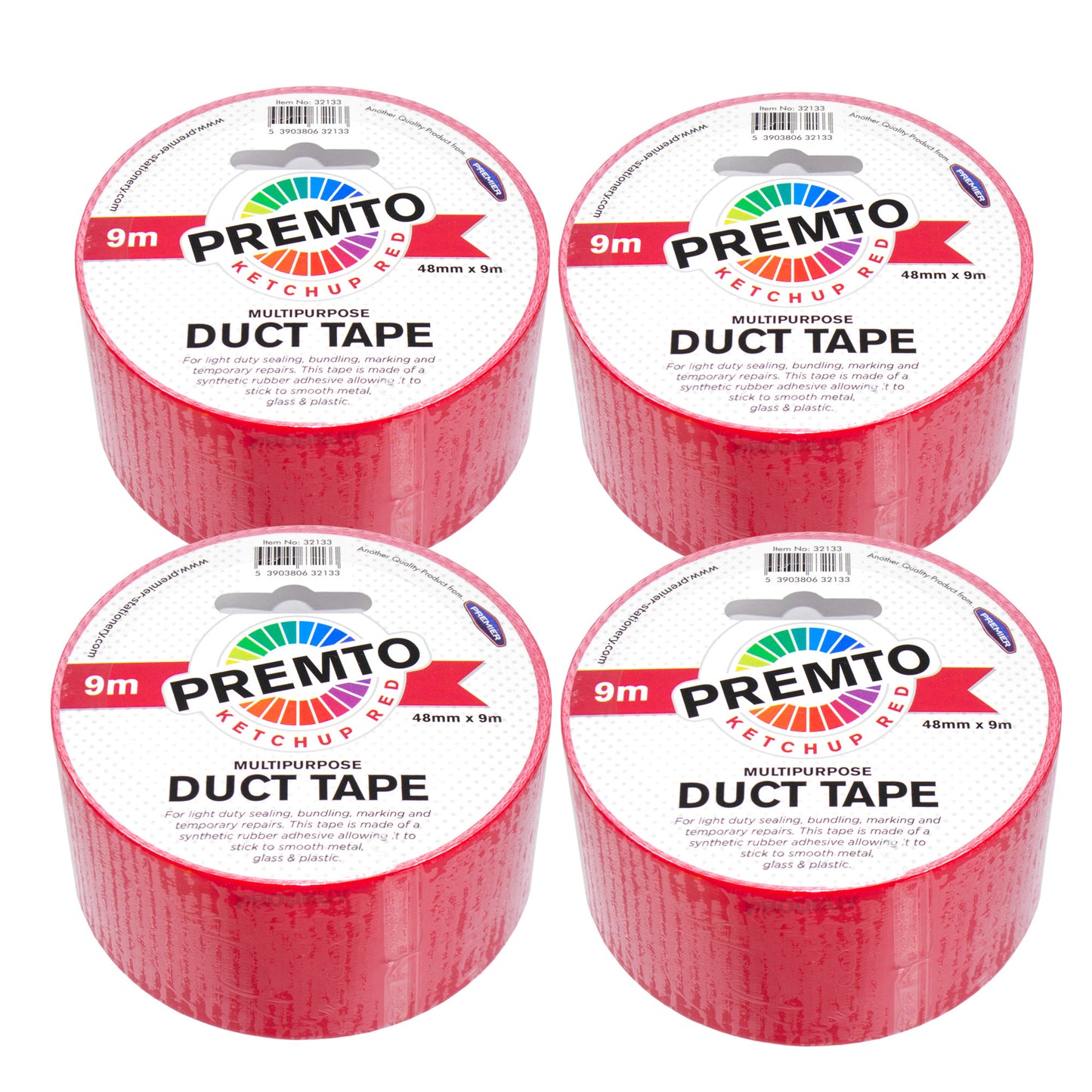 Set of 4 Rolls of Colour Duct Tape 48mm x 9m - Colour Choice