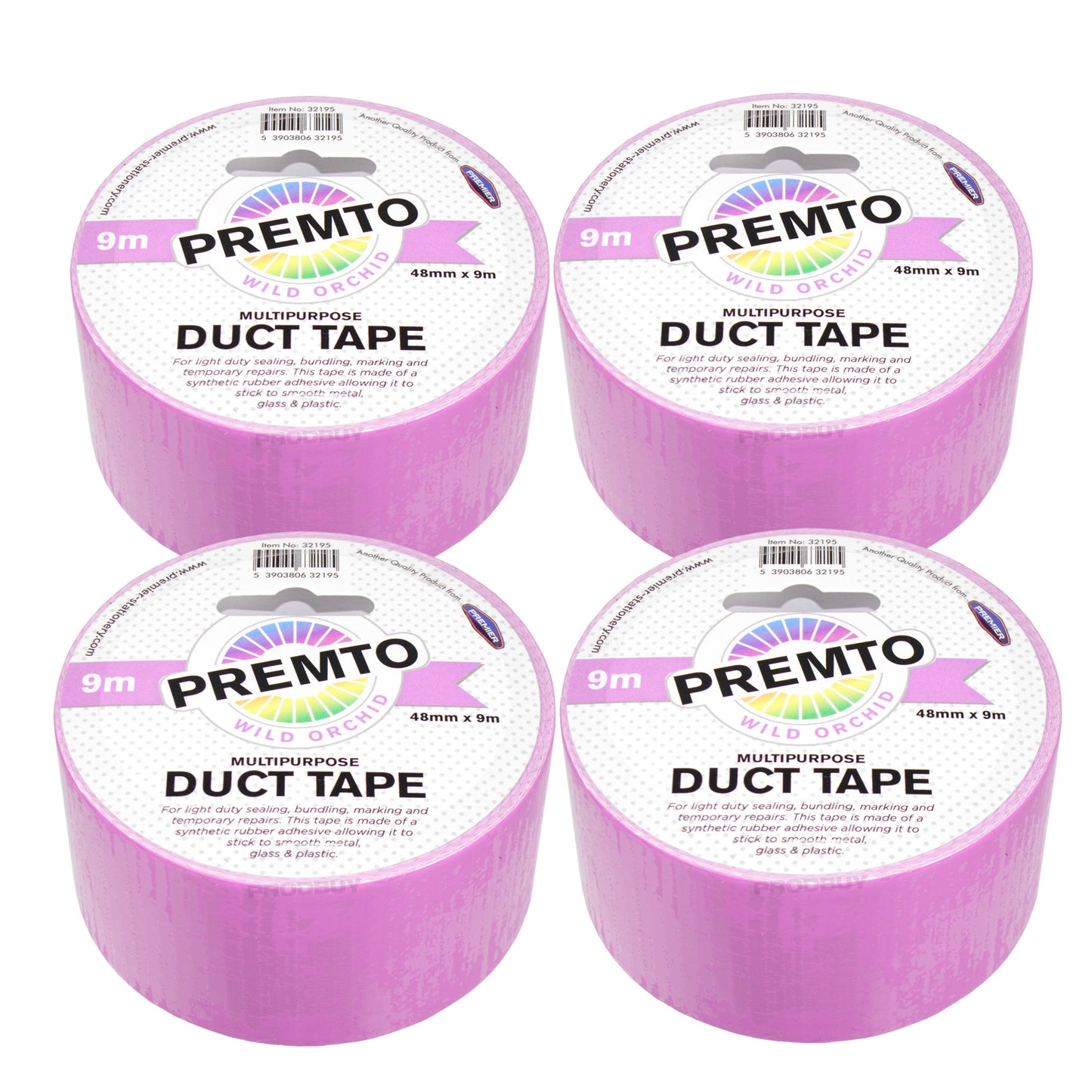 Set of 4 Rolls of Colour Duct Tape 48mm x 9m - Colour Choice