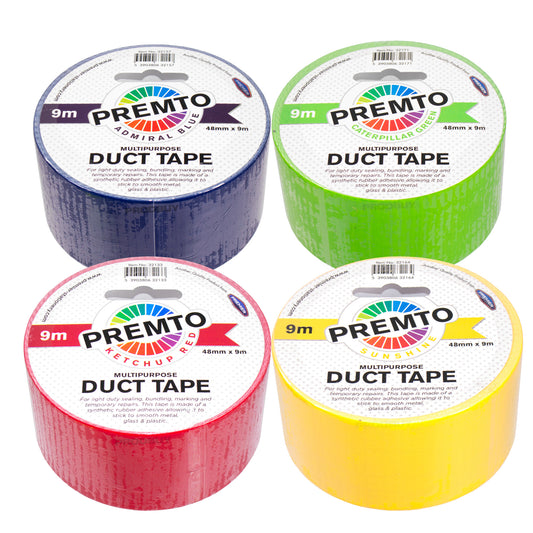 Set of 4 Rolls of Colour Duct Tape 48mm x 9m - Colour Choice