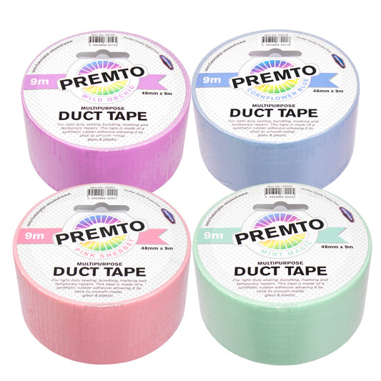 Set of 4 Rolls of Colour Duct Tape 48mm x 9m - Colour Choice