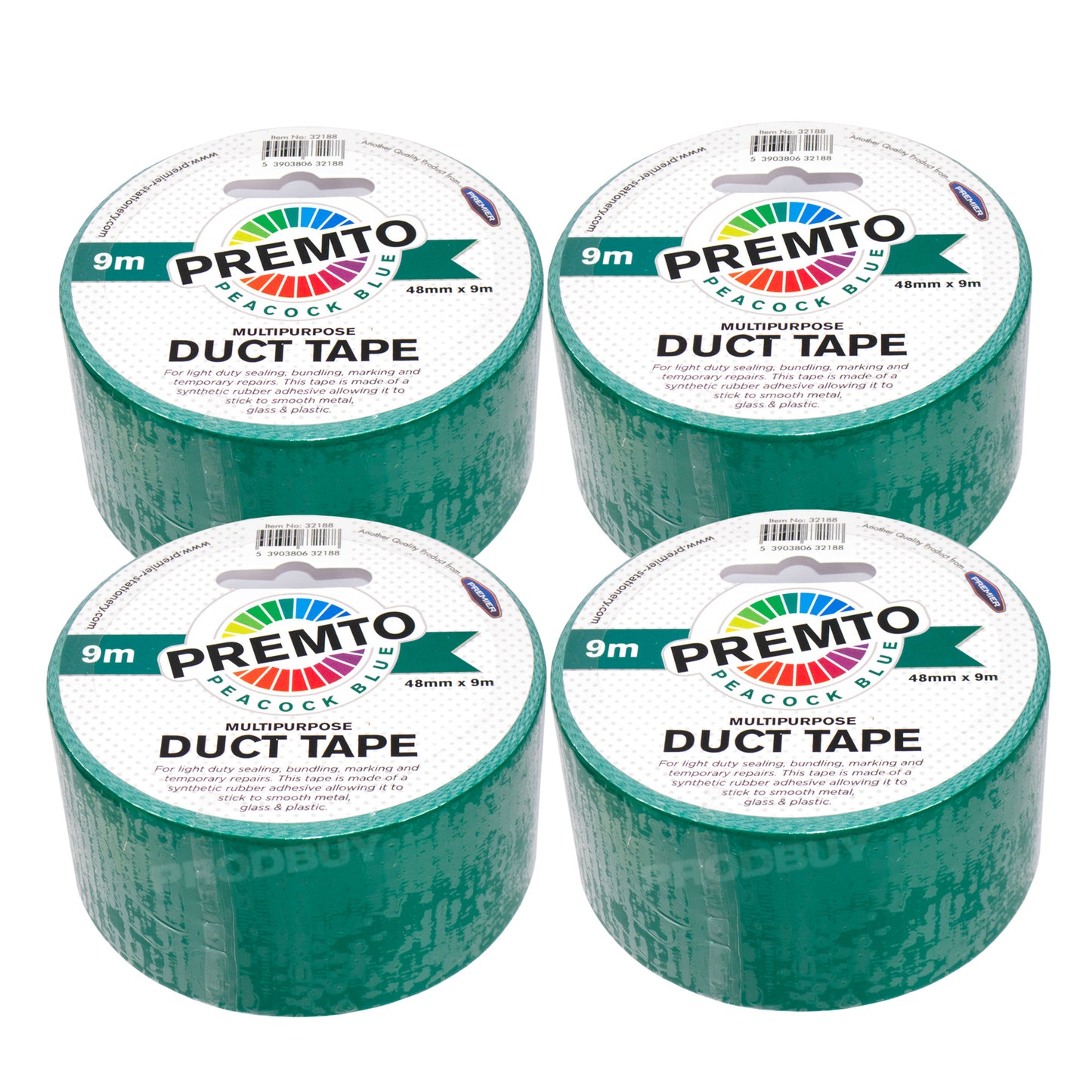 Set of 4 Rolls of Colour Duct Tape 48mm x 9m - Colour Choice
