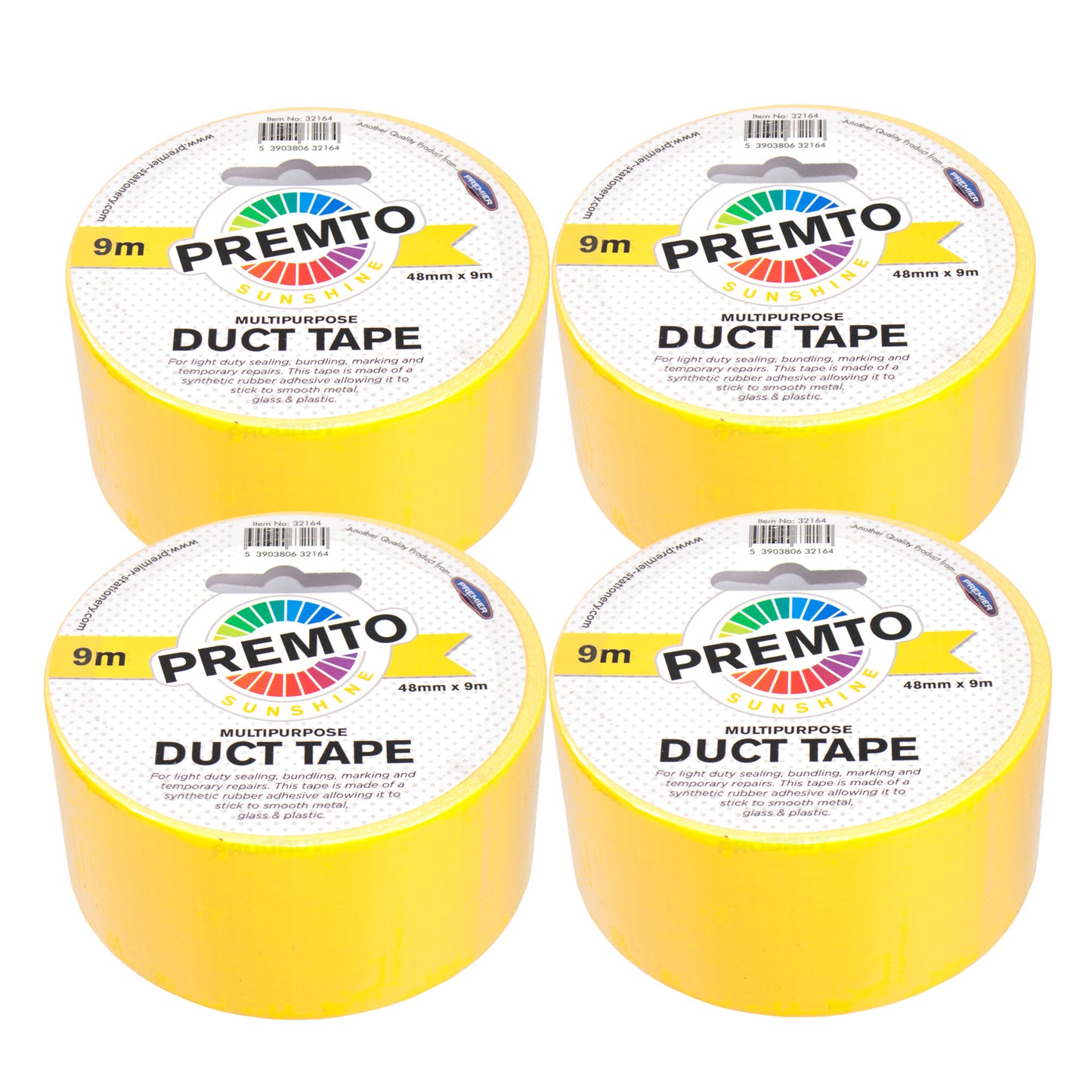 Set of 4 Rolls of Colour Duct Tape 48mm x 9m - Colour Choice