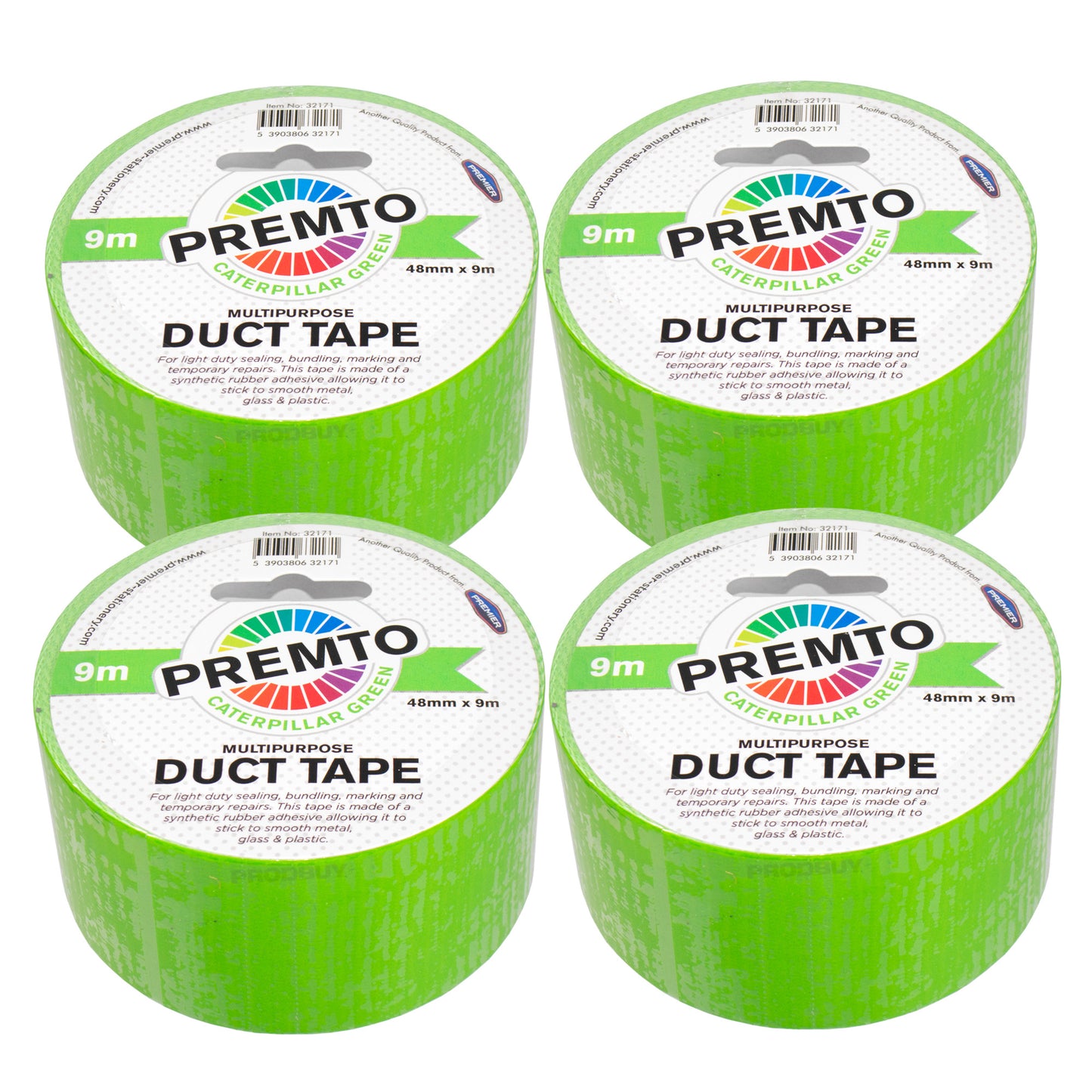 Set of 4 Rolls of Colour Duct Tape 48mm x 9m - Colour Choice