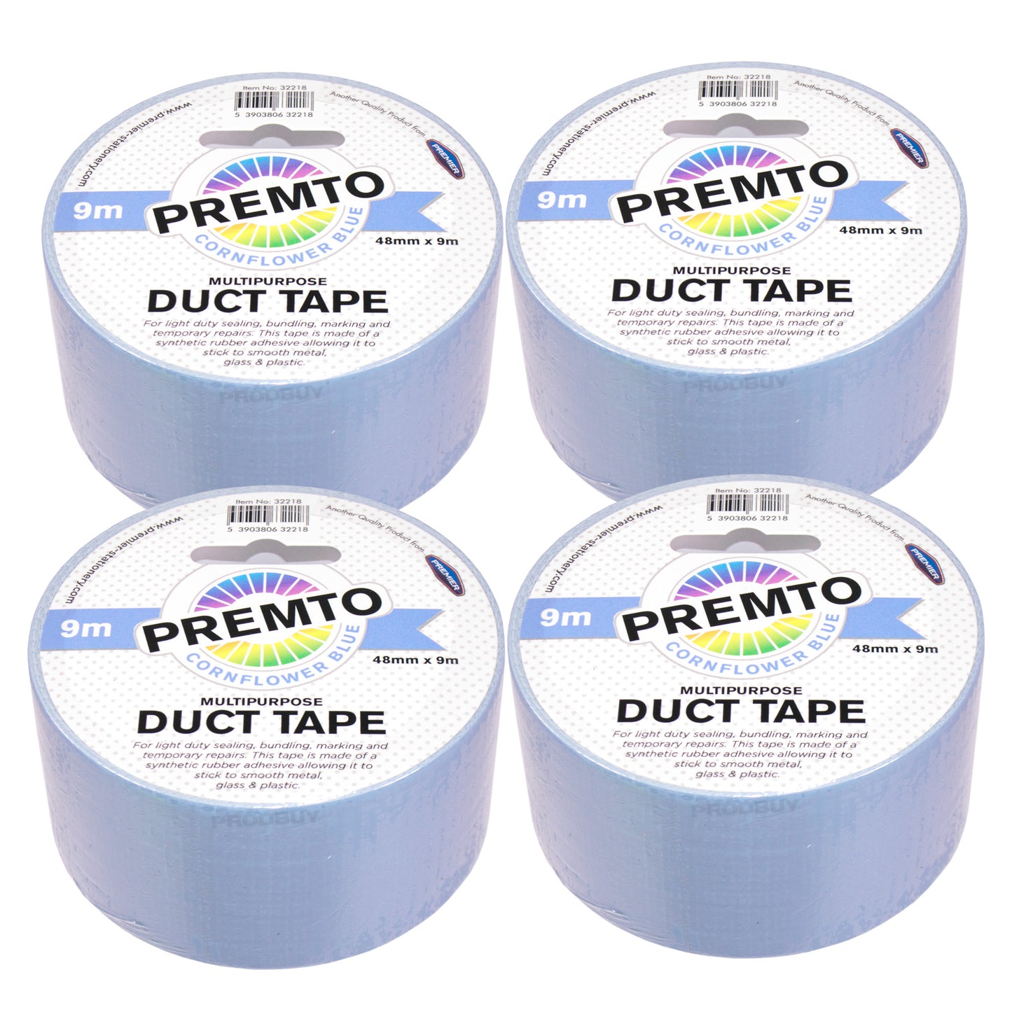 Set of 4 Rolls of Colour Duct Tape 48mm x 9m - Colour Choice