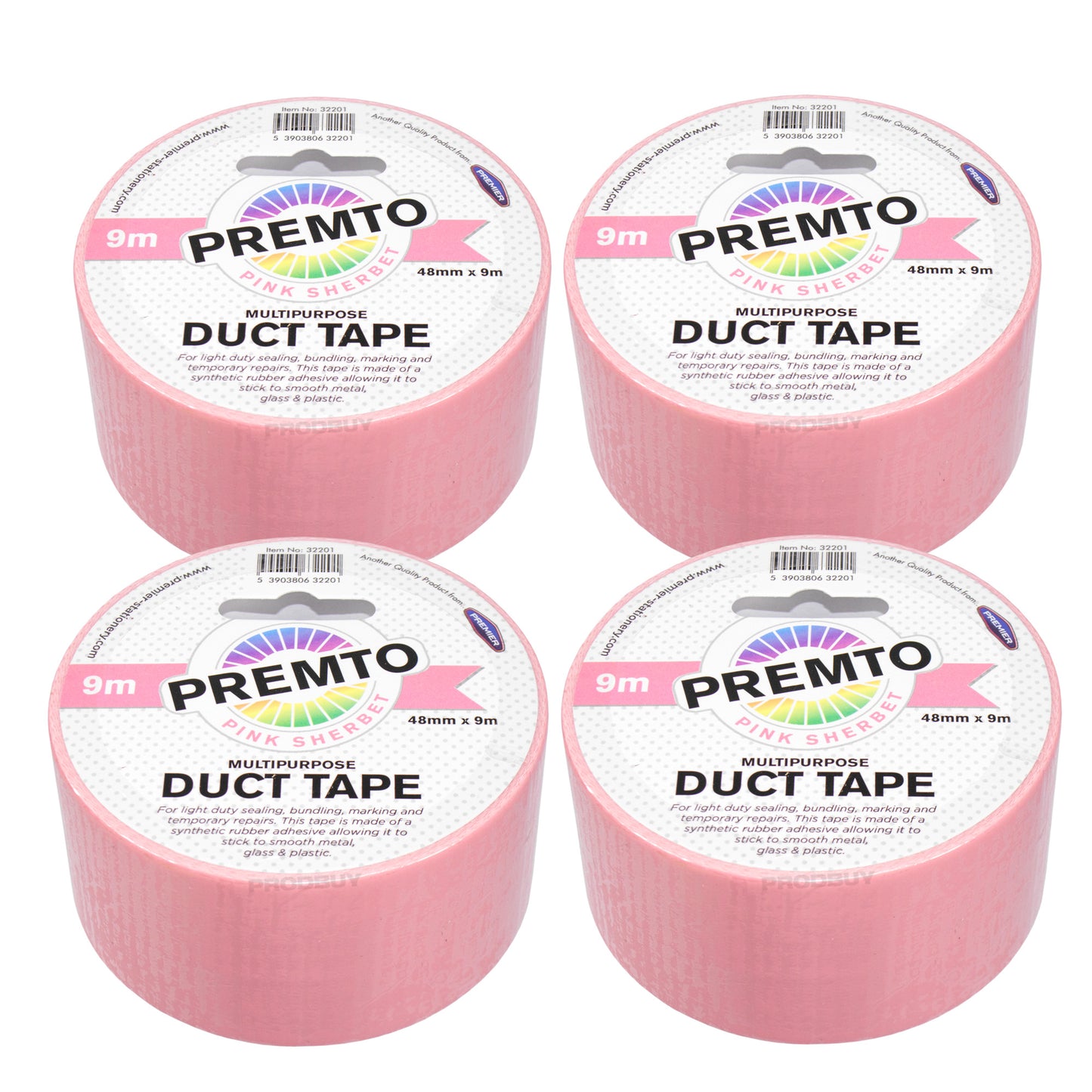 Set of 4 Rolls of Colour Duct Tape 48mm x 9m - Colour Choice