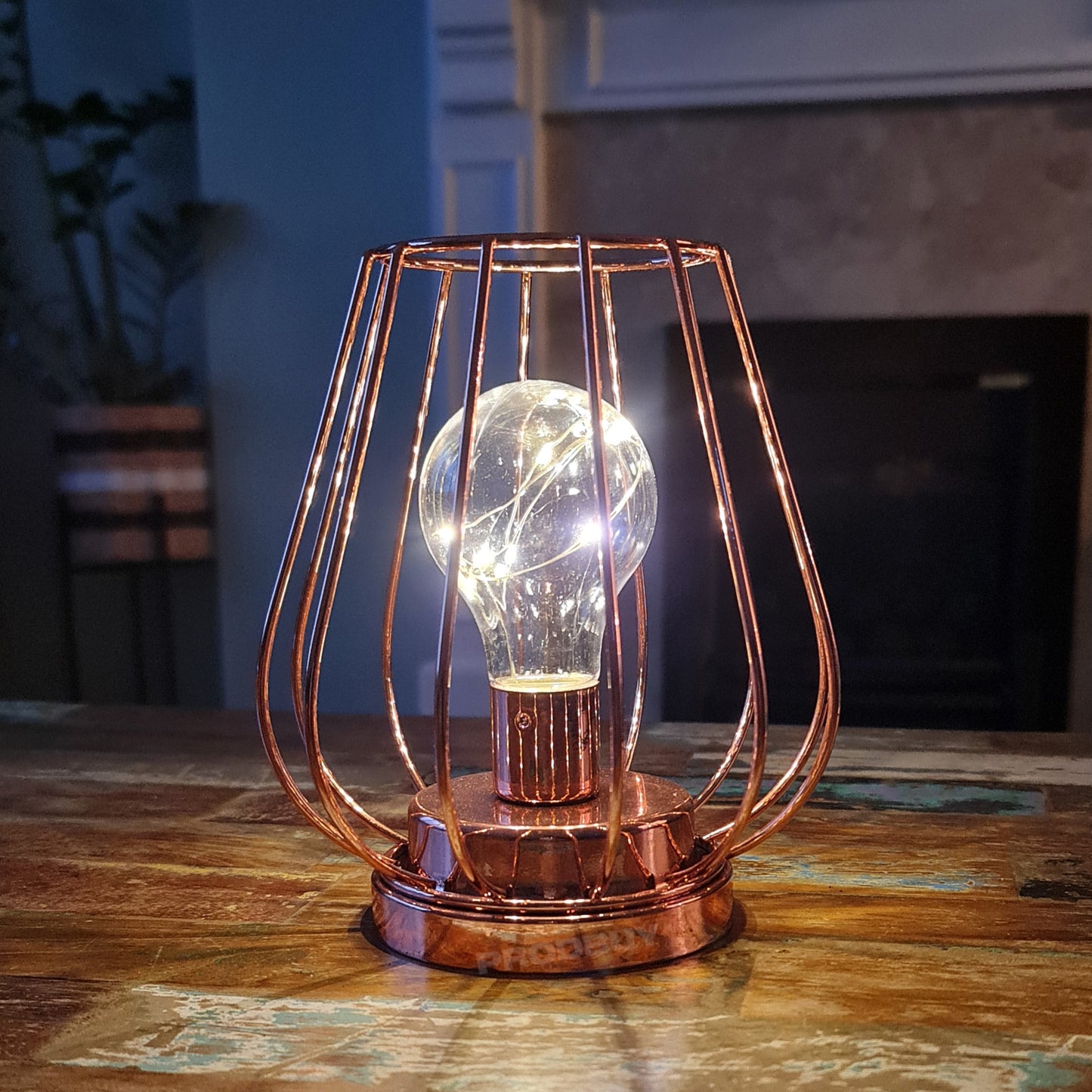 LED Battery Operated Copper Table Lamp