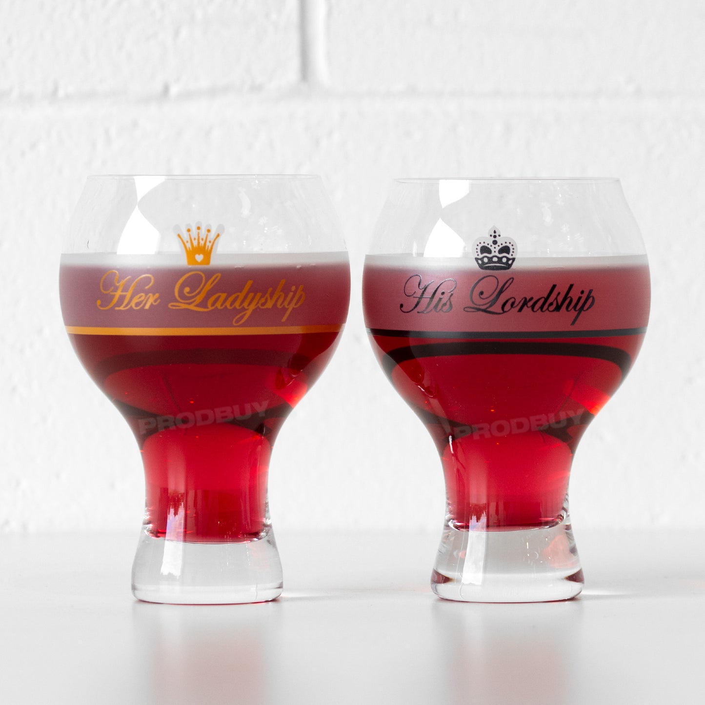 Set of 2 His Lordship and Her Ladyship Gin Glasses Bubble Stem