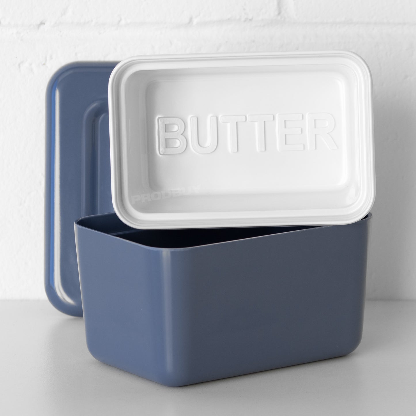 Pastel Dark Blue Melamine Butter Storage Dish with Lid