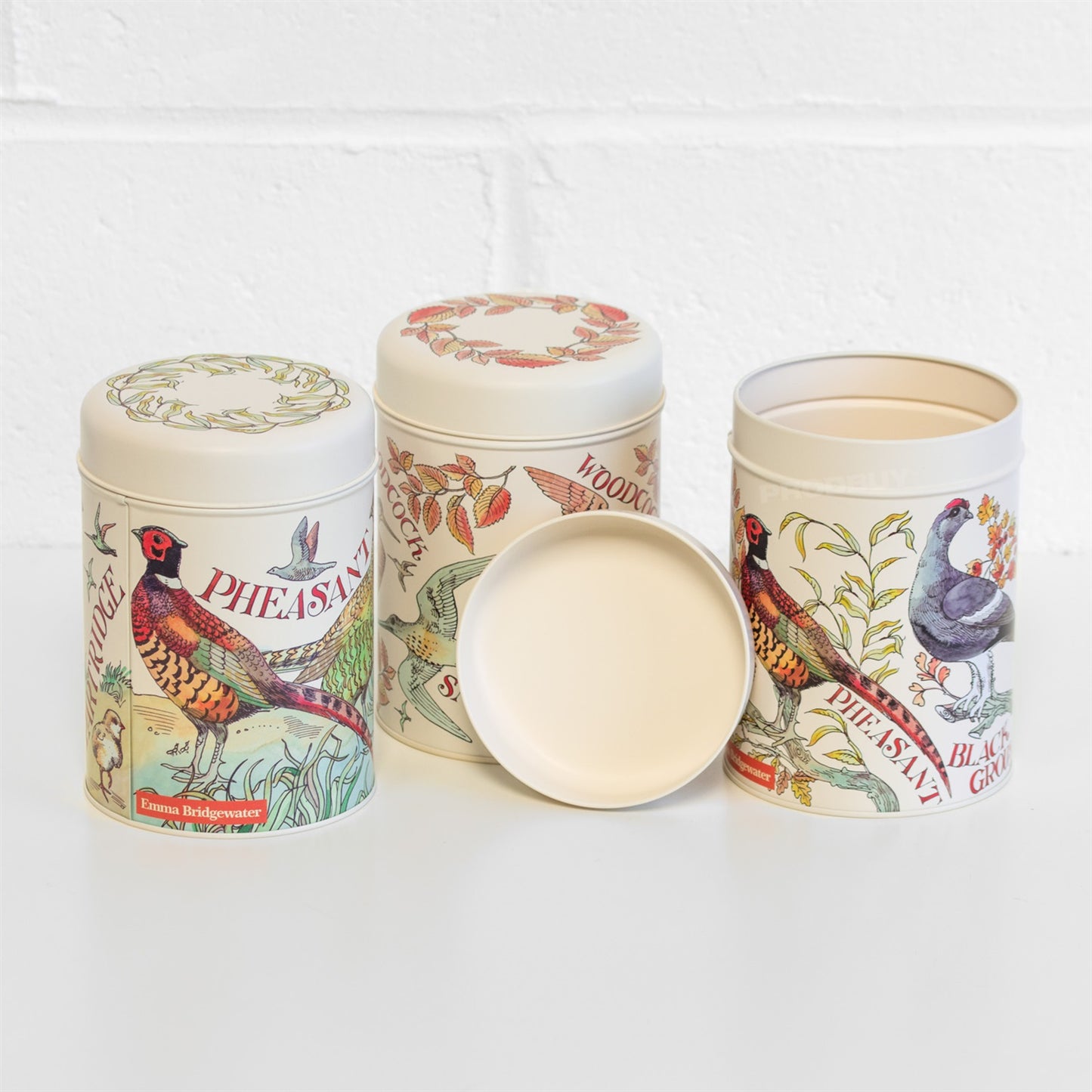 Set of 3 Emma Bridgewater 'Game Birds' Storage Canisters