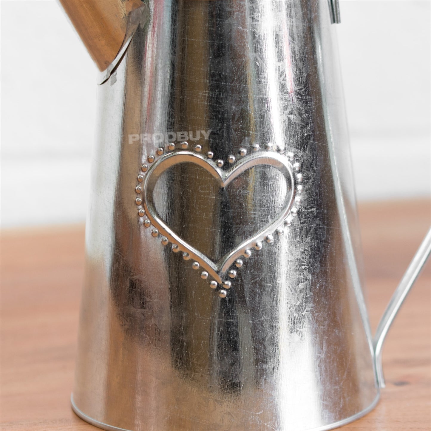 Indoor Artificial Bouquet Roses Flowers in Metal Heart Jug Vase Pot Wedding Home