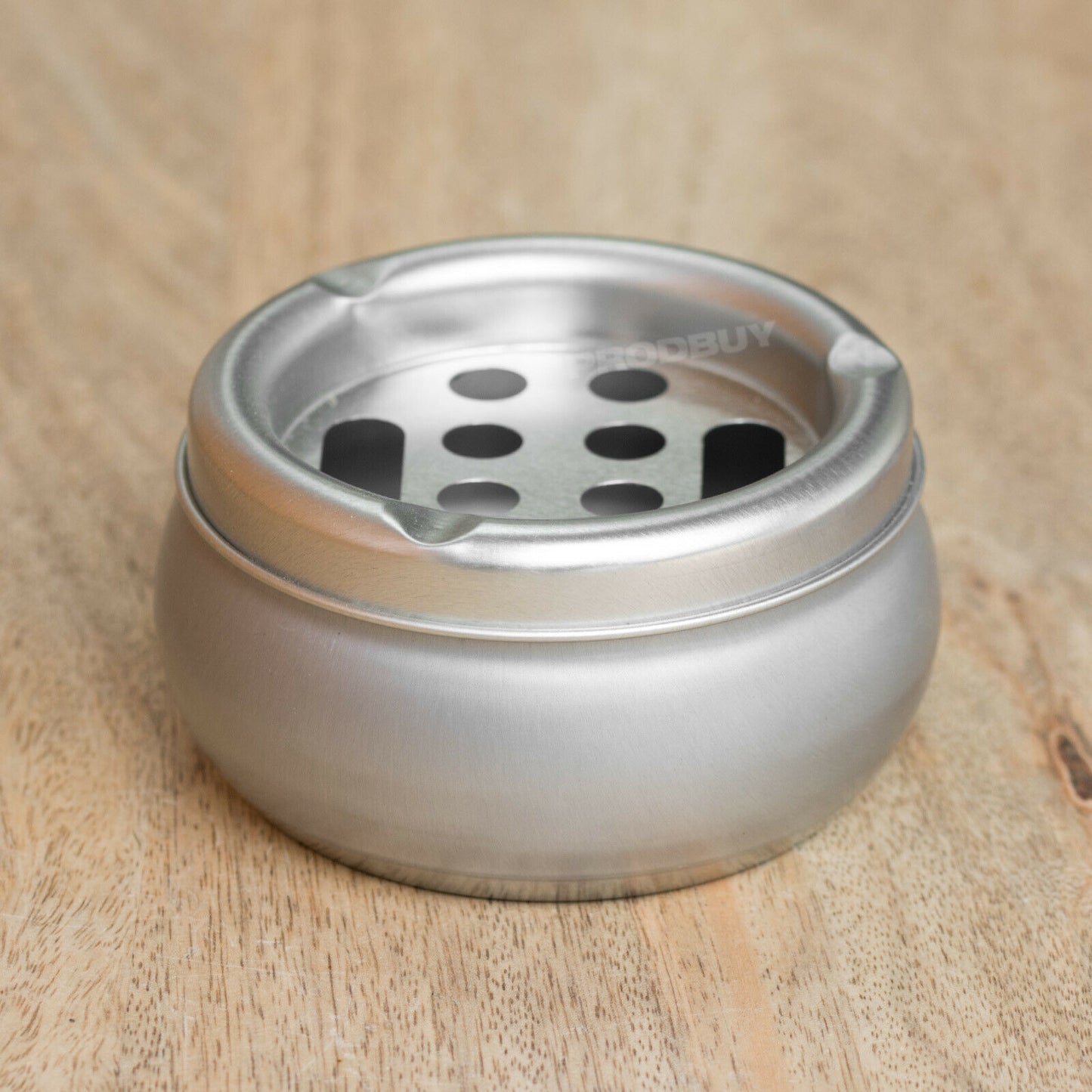 Round Brushed Metal Ashtrays with Lids