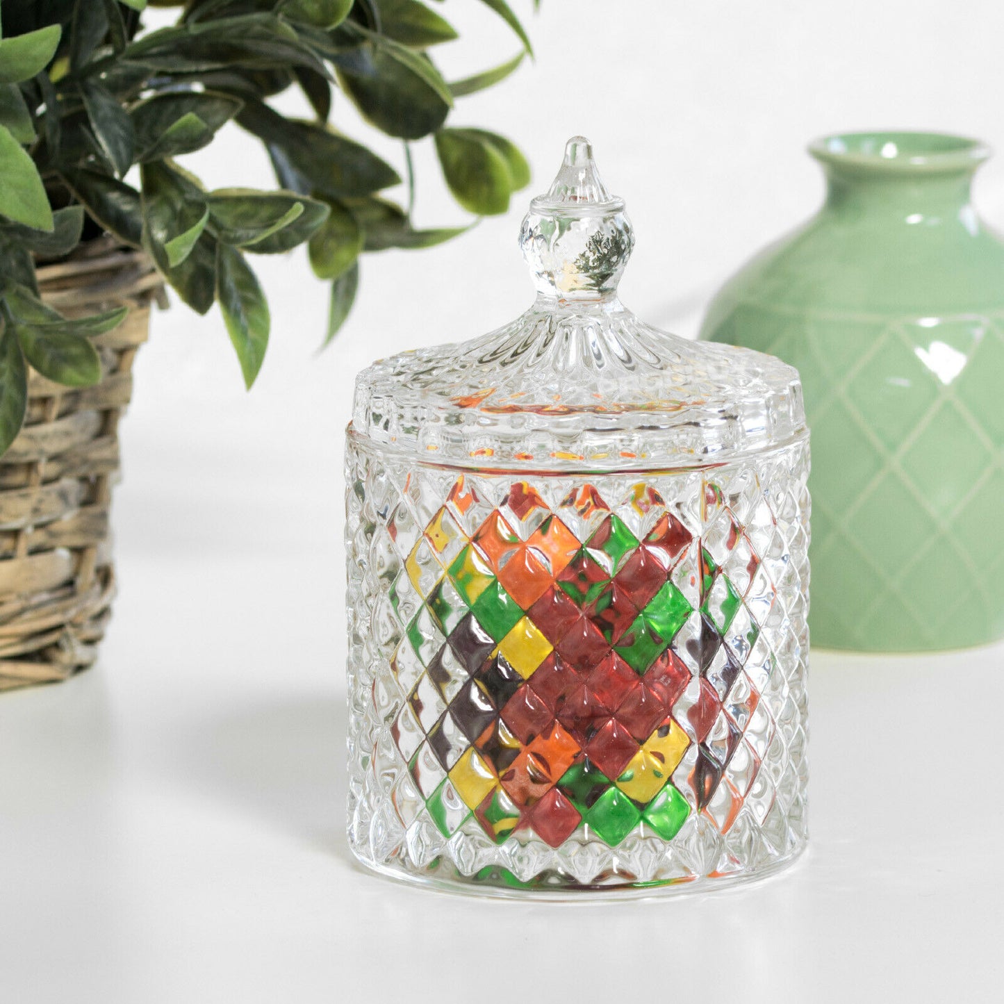 Small Retro Glass Sweet Jar with Lid