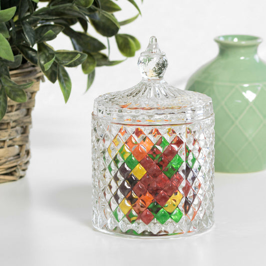 Small Retro Glass Sweet Jar with Lid