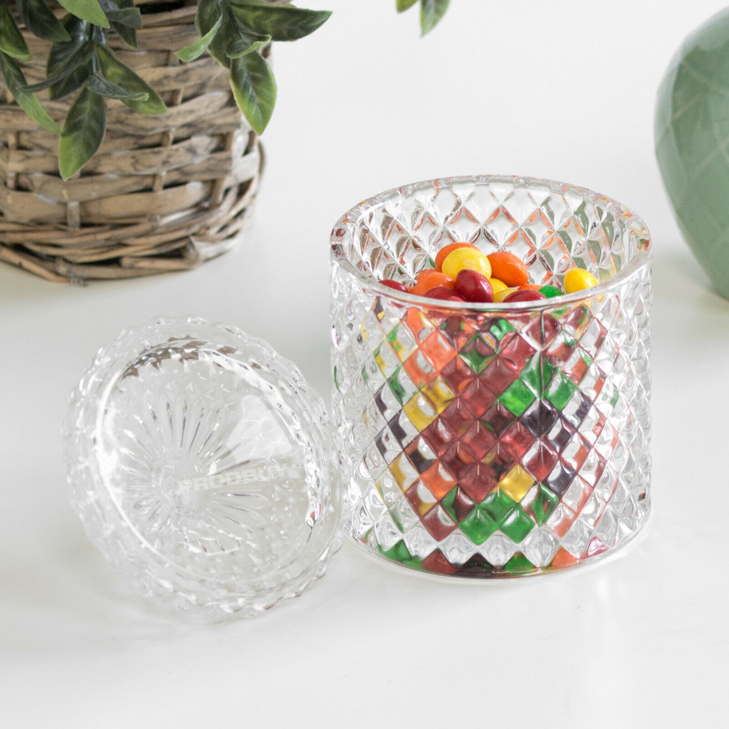 Small Retro Glass Sweet Jar with Lid