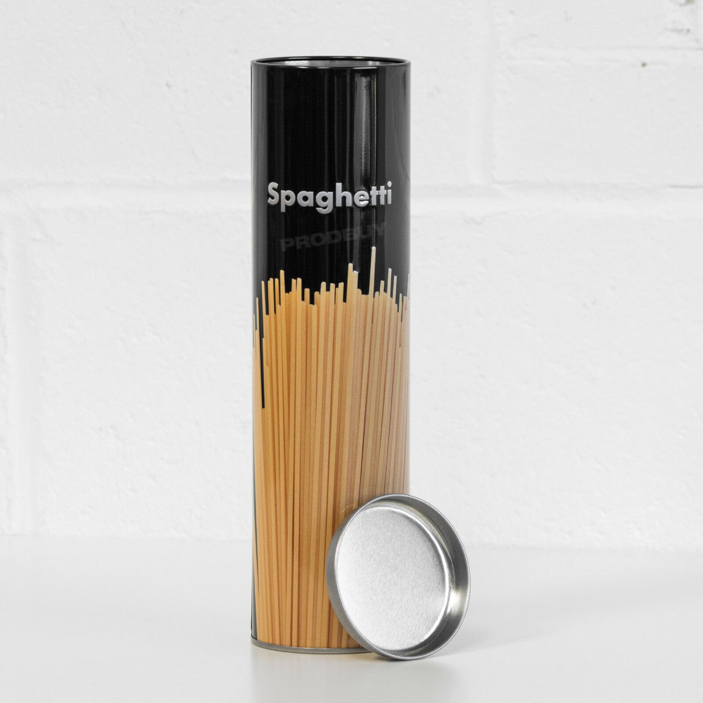28cm Tall Black Spaghetti Storage Canister Tin Jar Container Pasta with Lid
