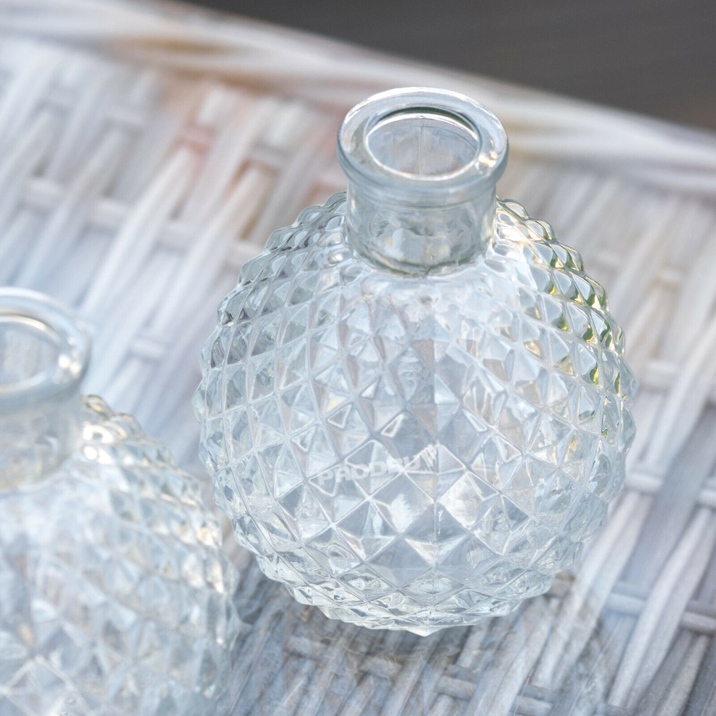 Set of 6 Small Vintage Ball Shaped Glass Bud Vases